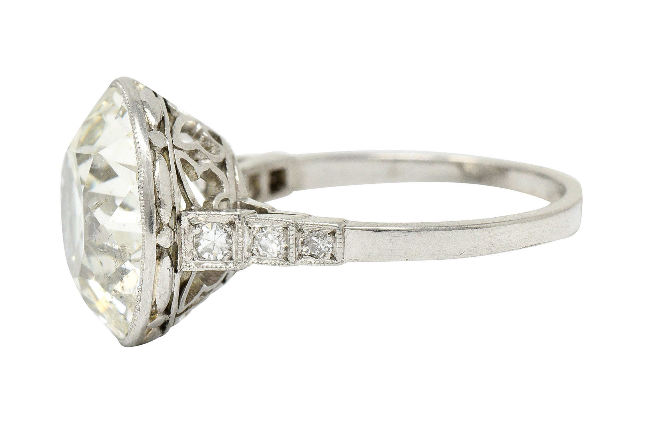 Art Deco 7.21 CTW Old European Diamond Platinum Butterfly Engagement RingRing - Wilson's Estate Jewelry