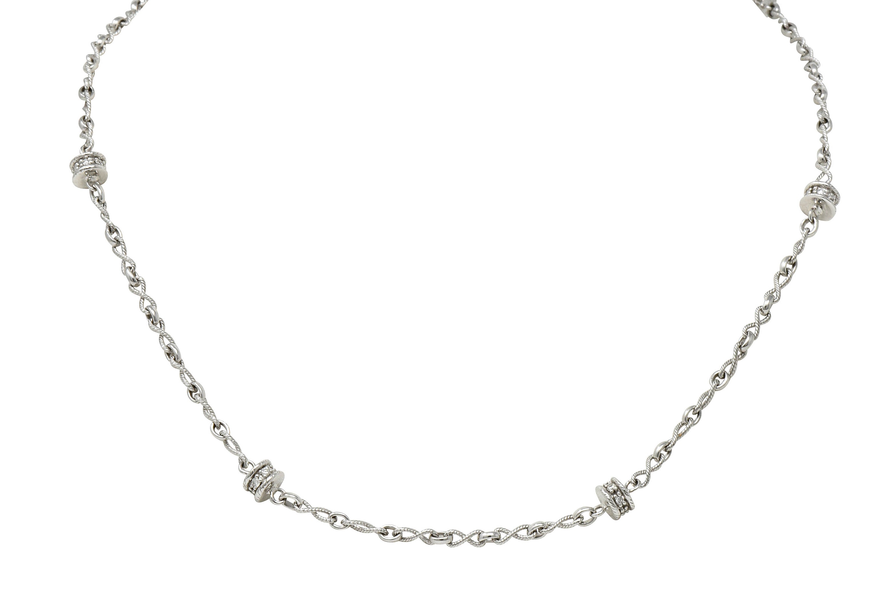 Effortless 0.50 CTW Diamond 18 Karat White Gold Rondelle Station NecklaceNecklace - Wilson's Estate Jewelry