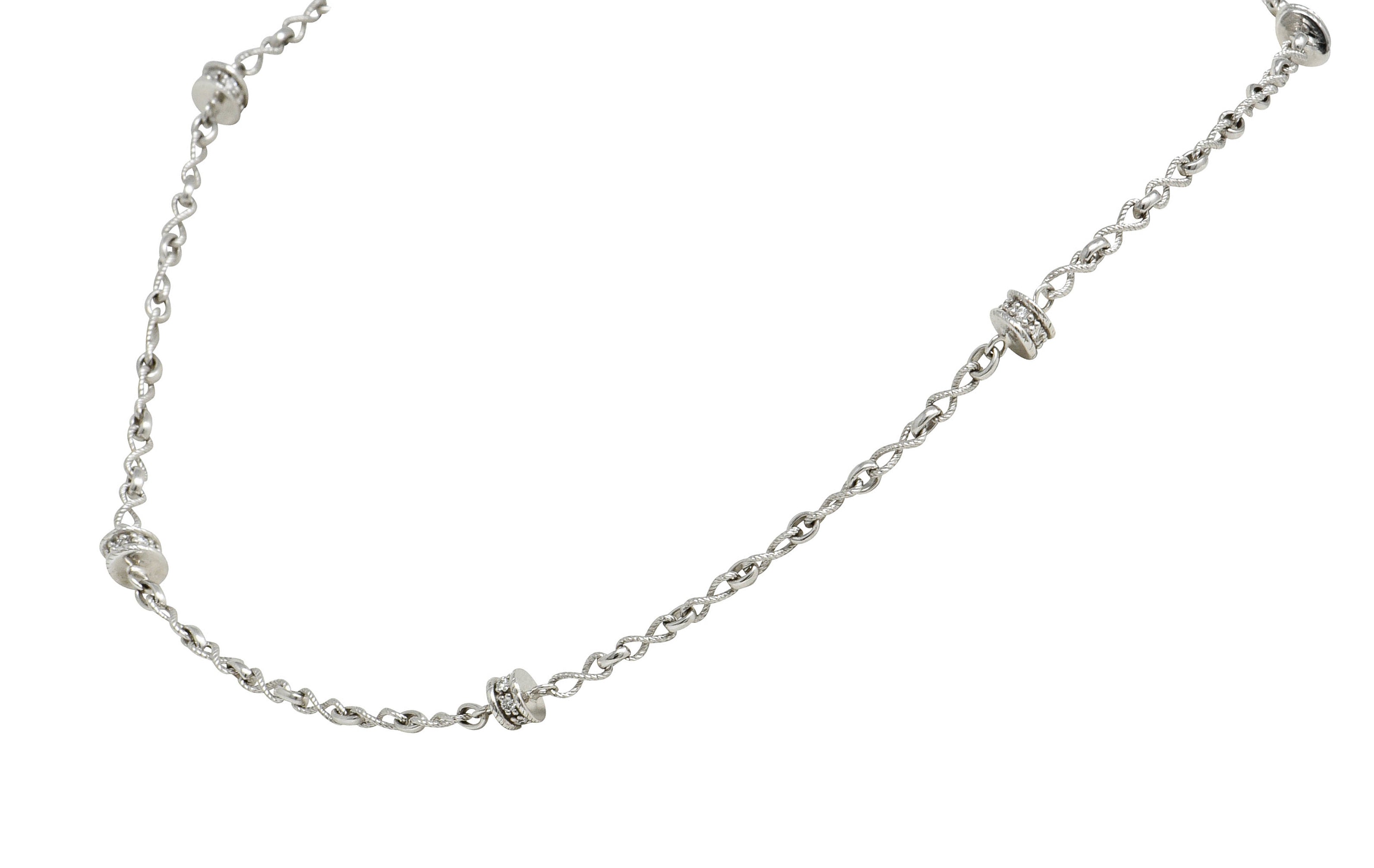 Effortless 0.50 CTW Diamond 18 Karat White Gold Rondelle Station NecklaceNecklace - Wilson's Estate Jewelry