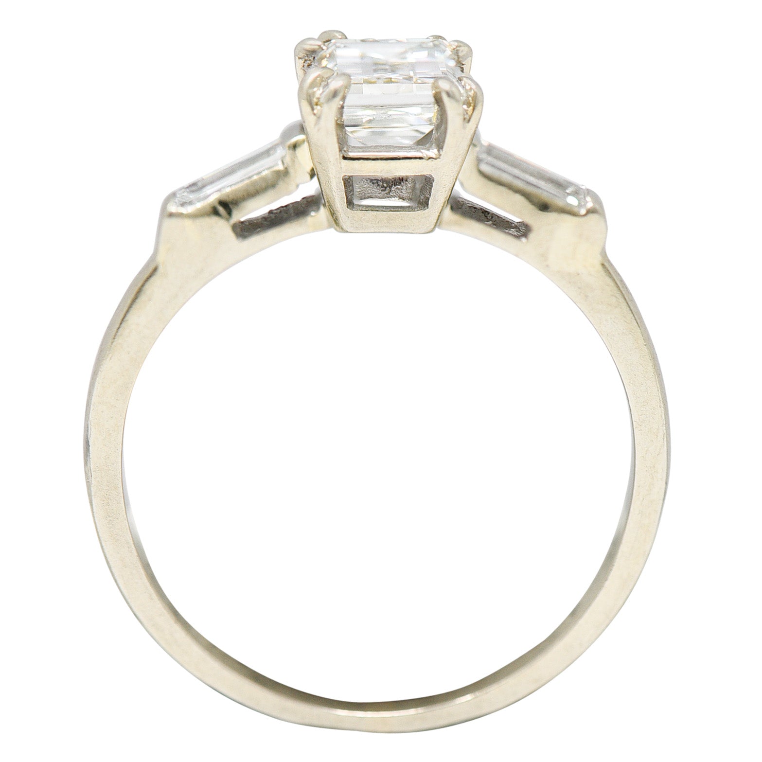 Retro 1.14 CTW Emerald Cut Diamond 14 Karat White Gold Engagement RingRing - Wilson's Estate Jewelry