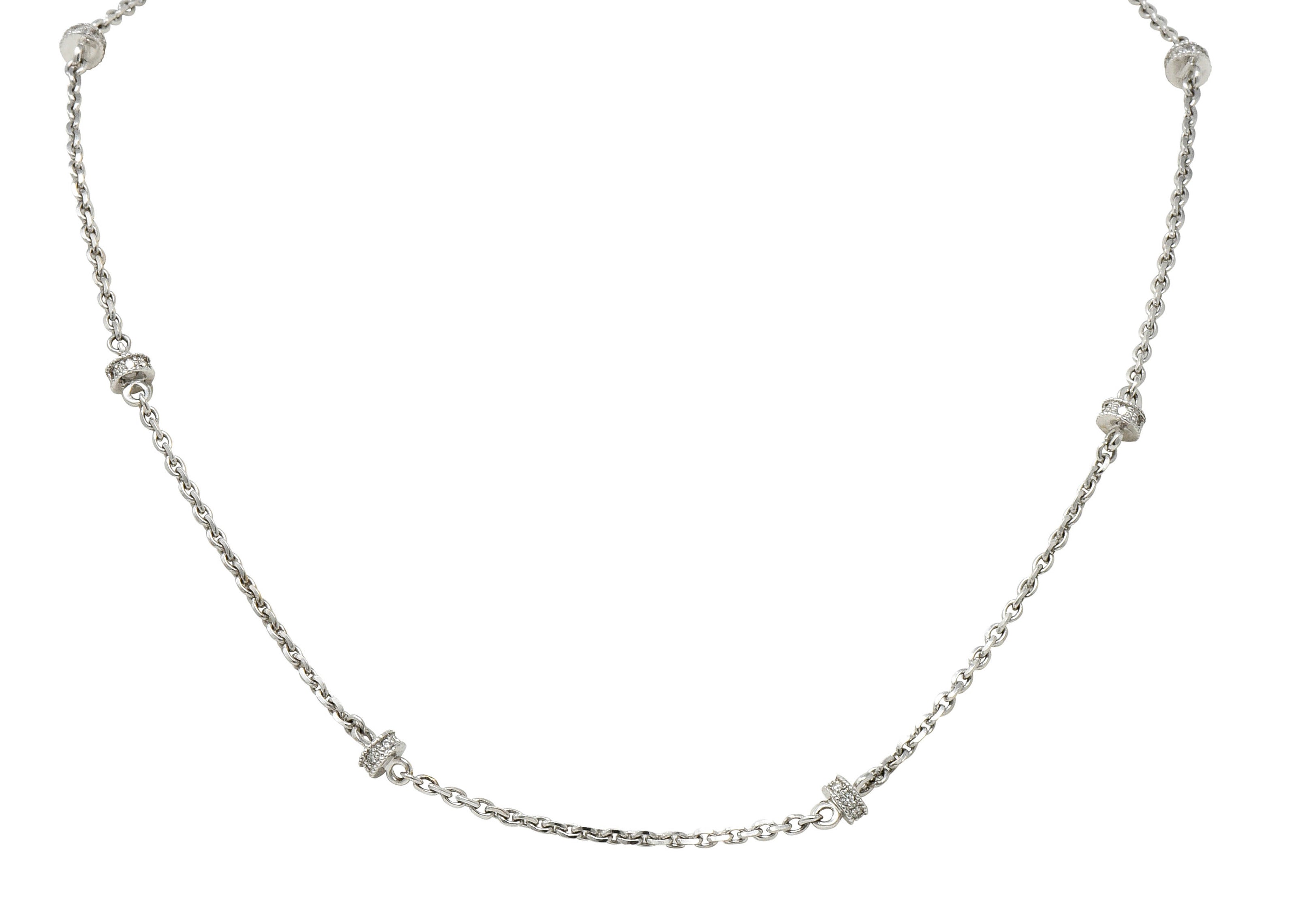 Chic Diamond 18 Karat White Gold Rondelle Station Cable Chain NecklaceNecklace - Wilson's Estate Jewelry