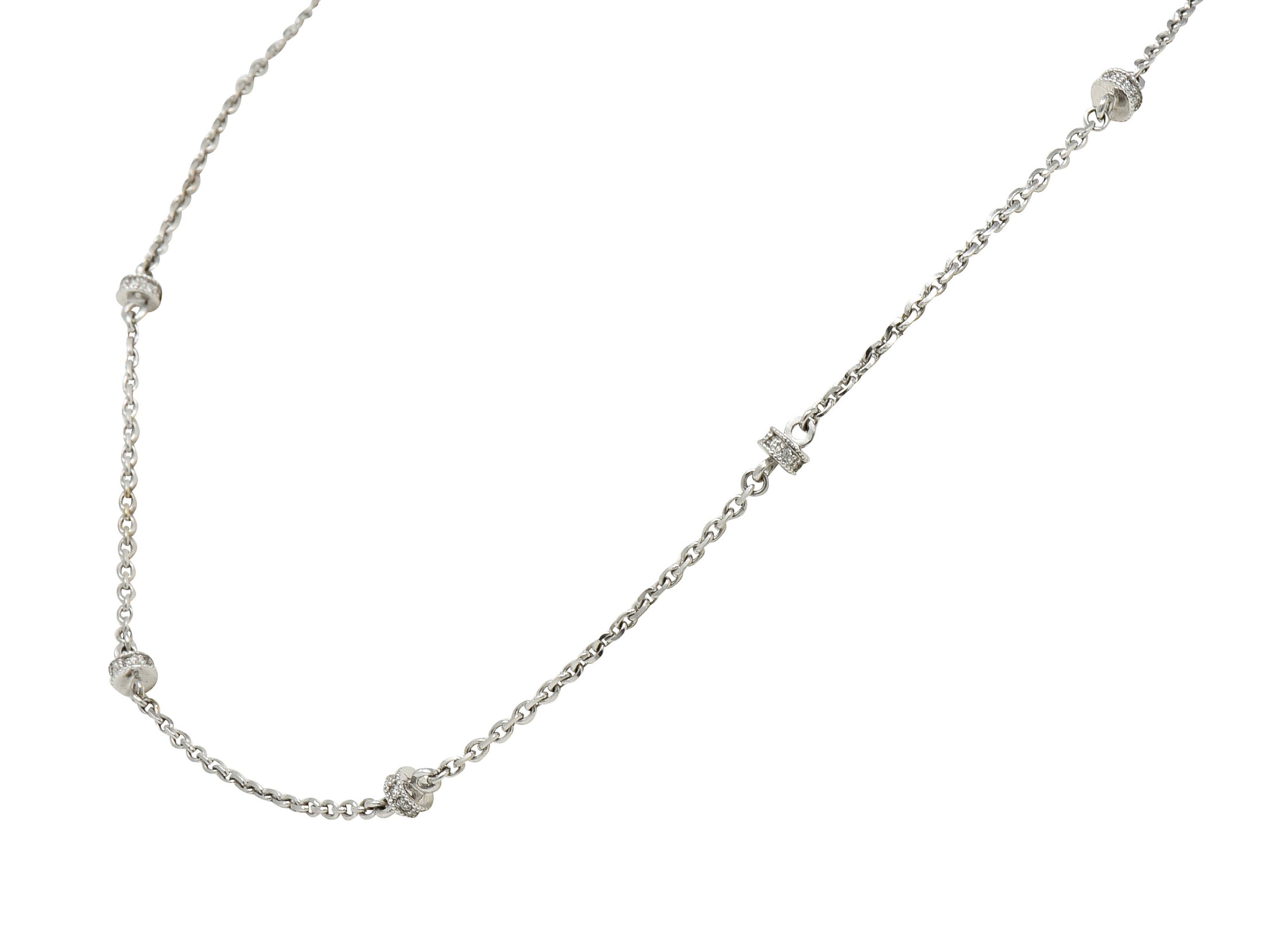 Chic Diamond 18 Karat White Gold Rondelle Station Cable Chain NecklaceNecklace - Wilson's Estate Jewelry