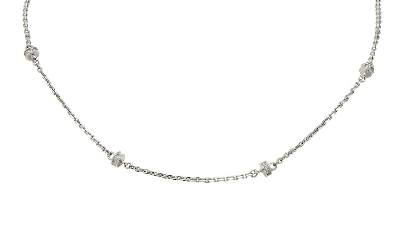 Chic Diamond 18 Karat White Gold Rondelle Station Cable Chain NecklaceNecklace - Wilson's Estate Jewelry