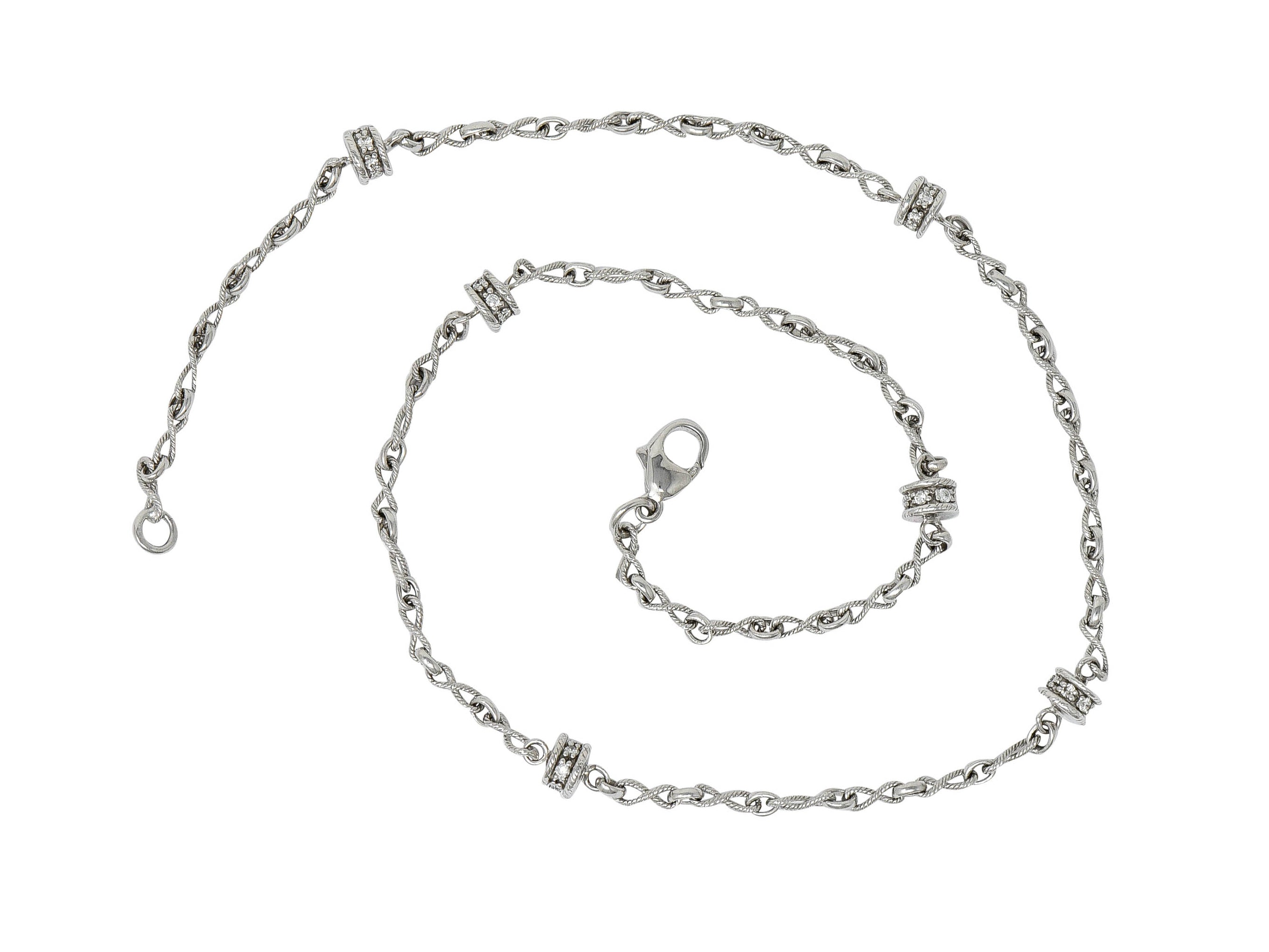 Effortless 0.50 CTW Diamond 18 Karat White Gold Rondelle Station NecklaceNecklace - Wilson's Estate Jewelry