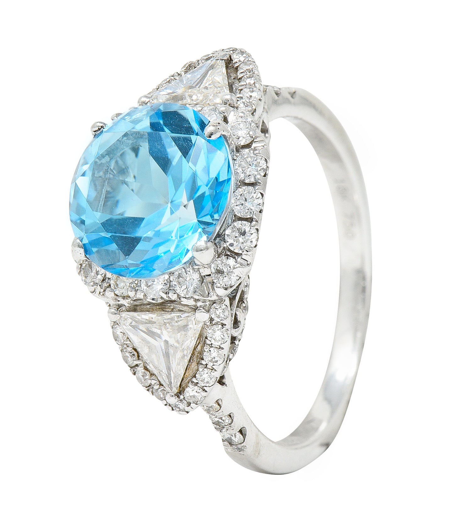 Contemporary Blue Topaz Diamond 18 Karat White Gold Gemstone Ring Wilson's Estate Jewelry