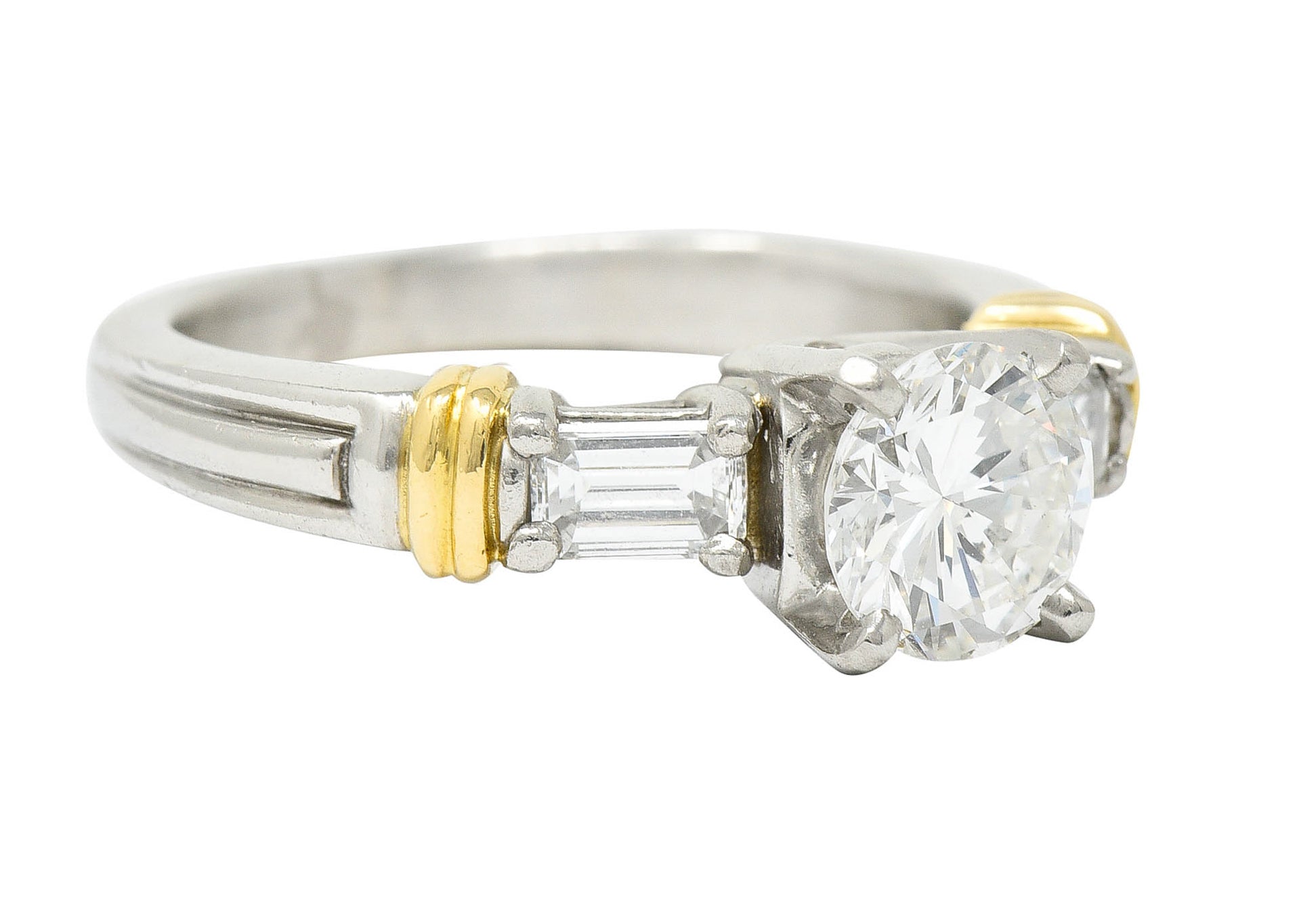 Contemporary 1.58 CTW Diamond Platinum 18 Karat Gold Engagement RingRing - Wilson's Estate Jewelry