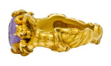 Victorian Roman Ancient Carved Amethyst Intaglio 18 Karat Gold Men's Snake & Devil RingRing - Wilson's Estate Jewelry