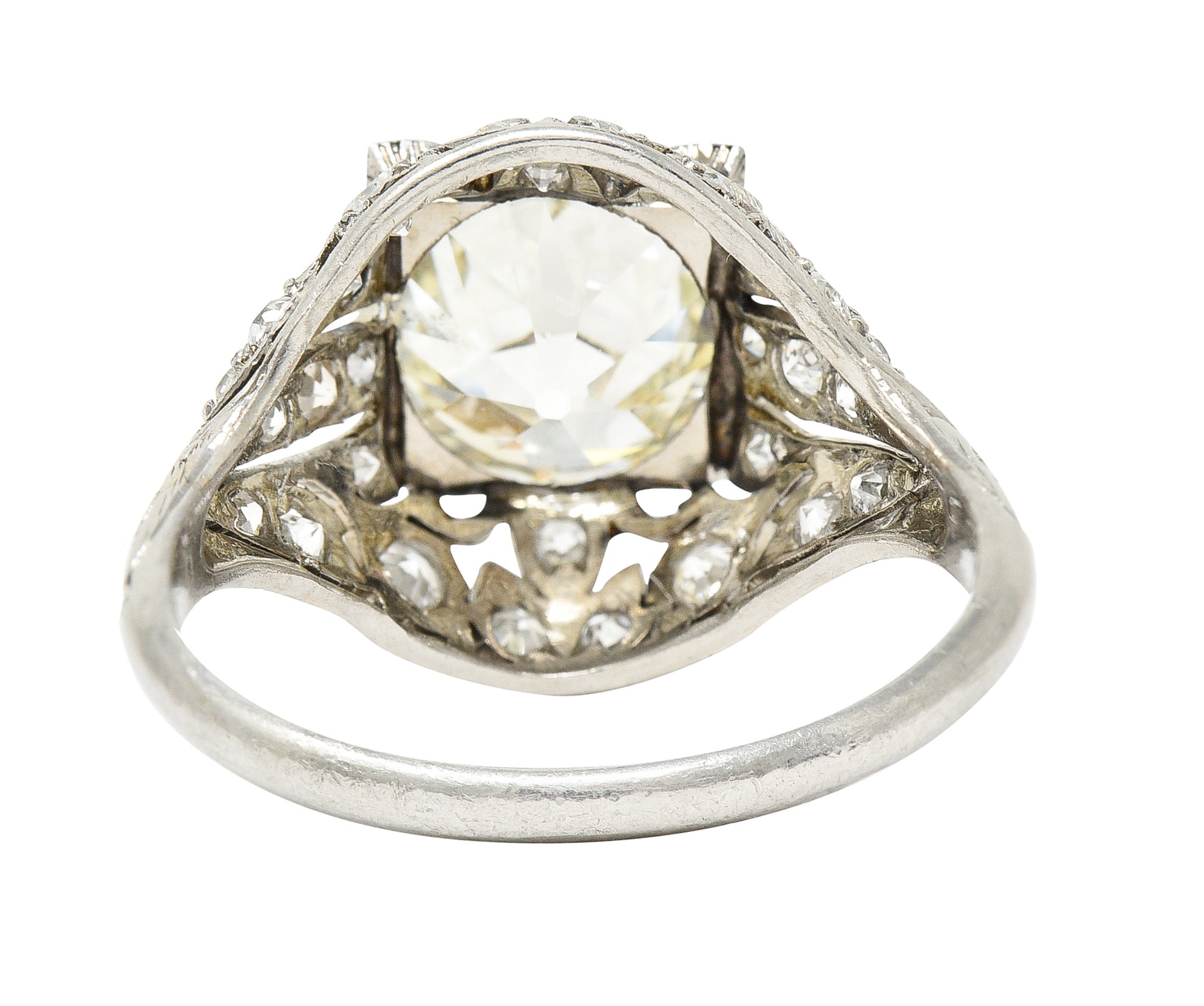 Bellé Epoqué 3.24 CTW Old European Cut Diamond Platinum Ivy Antique Bombé Engagement Ring Wilson's Estate Jewelry