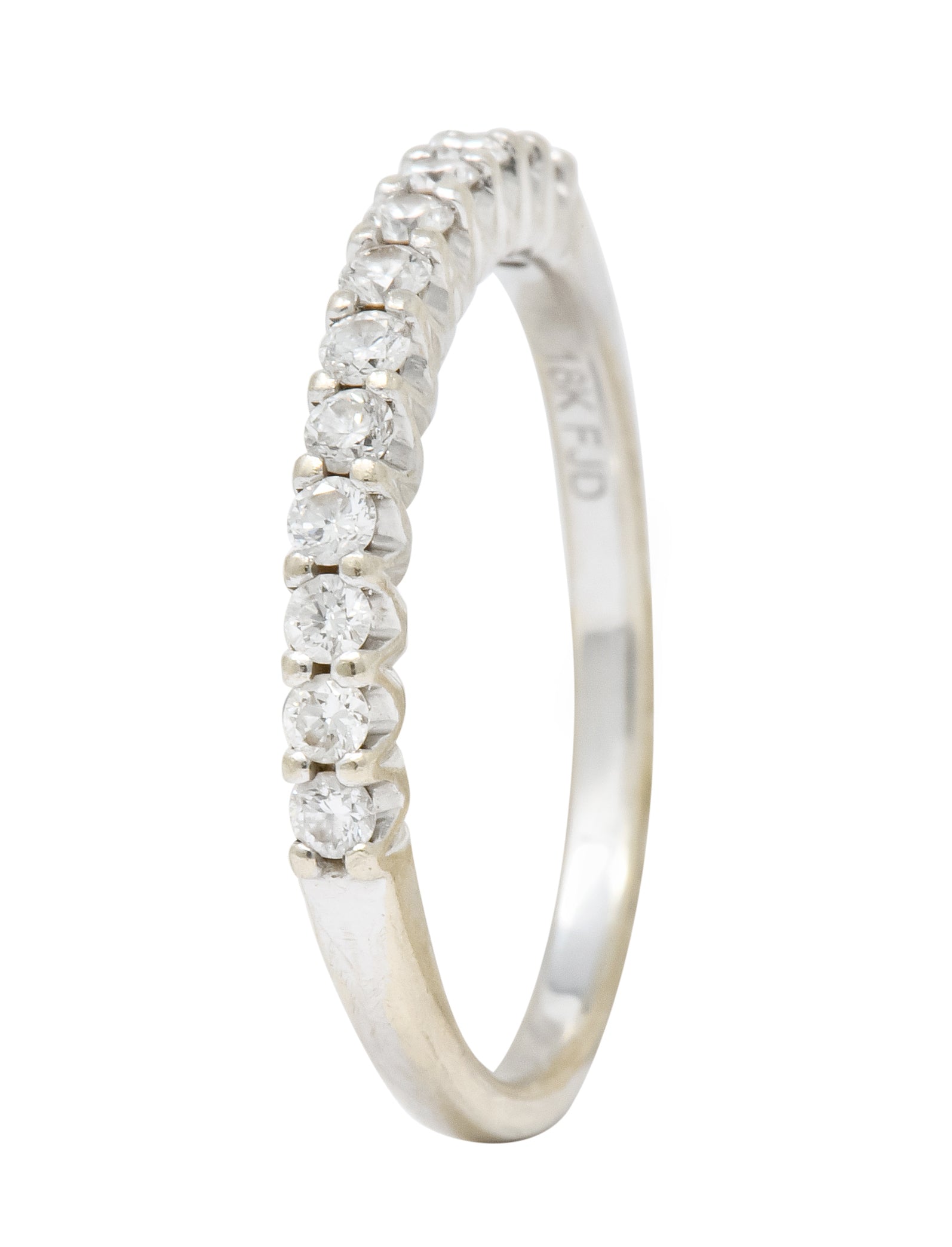 Contemporary 0.33 CTW Diamond 18 Karat White Gold Anniversary Band Ring - Wilson's Estate Jewelry