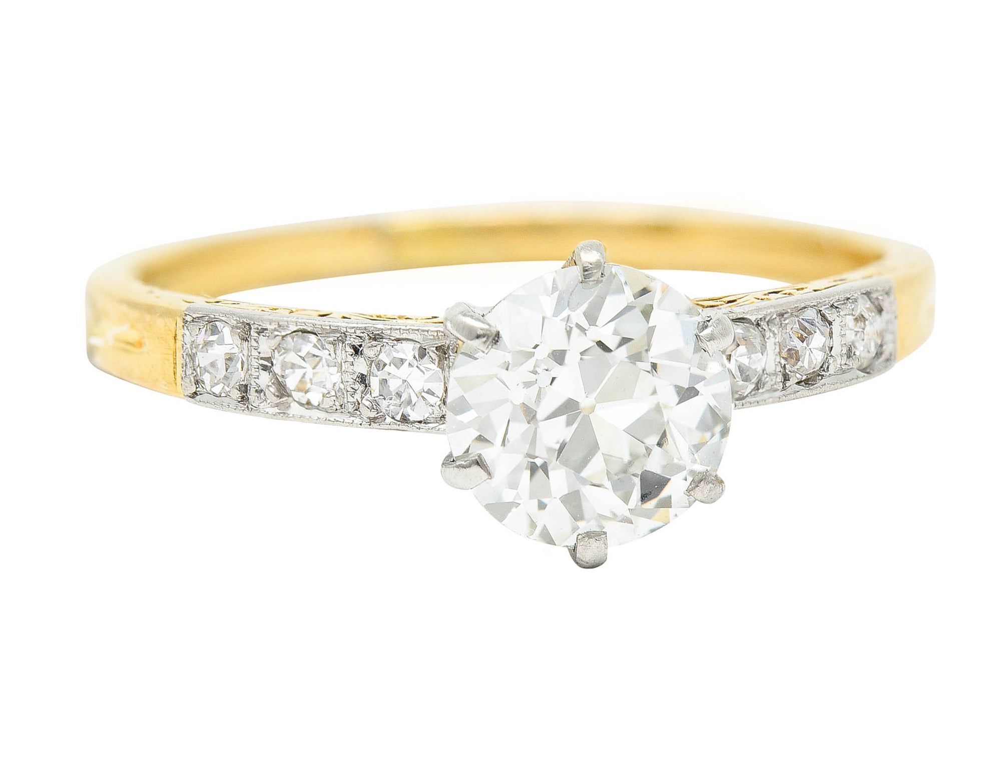 Early Art Deco 0.95 CTW Diamond Platinum-Topped 18 Karat Gold Engagement RingRing - Wilson's Estate Jewelry