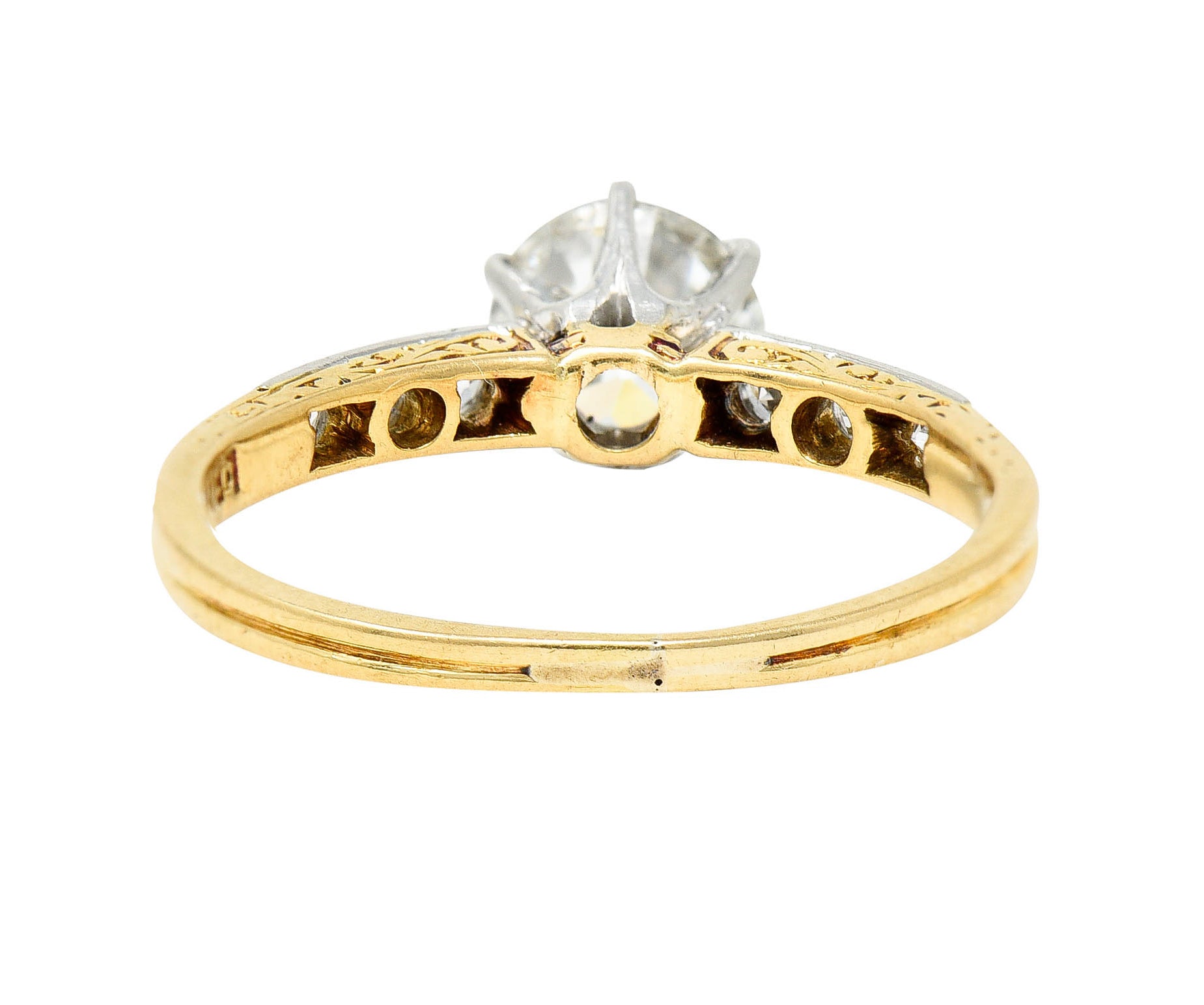 Early Art Deco 0.95 CTW Diamond Platinum-Topped 18 Karat Gold Engagement RingRing - Wilson's Estate Jewelry