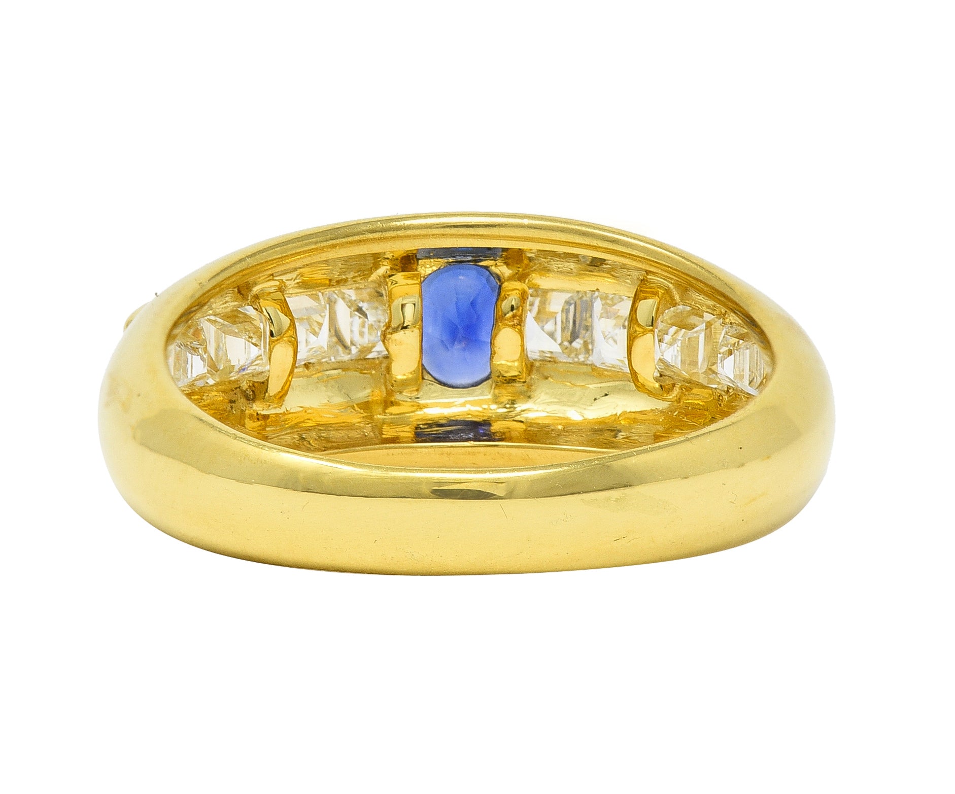 1980's 1.19 CTW Sapphire Diamond 18 Karat Yellow Gold Vintage Gemstone Ring