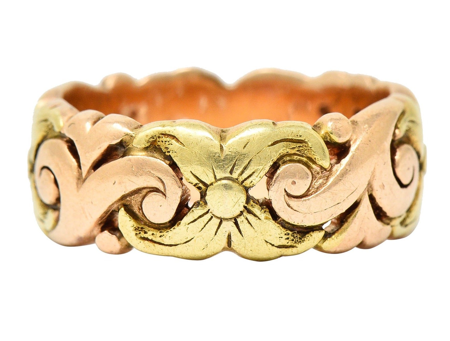 1920's Jabel 14 Karat Two-Tone Gold Blossom Eternity Band RingRing - Wilson's Estate Jewelry