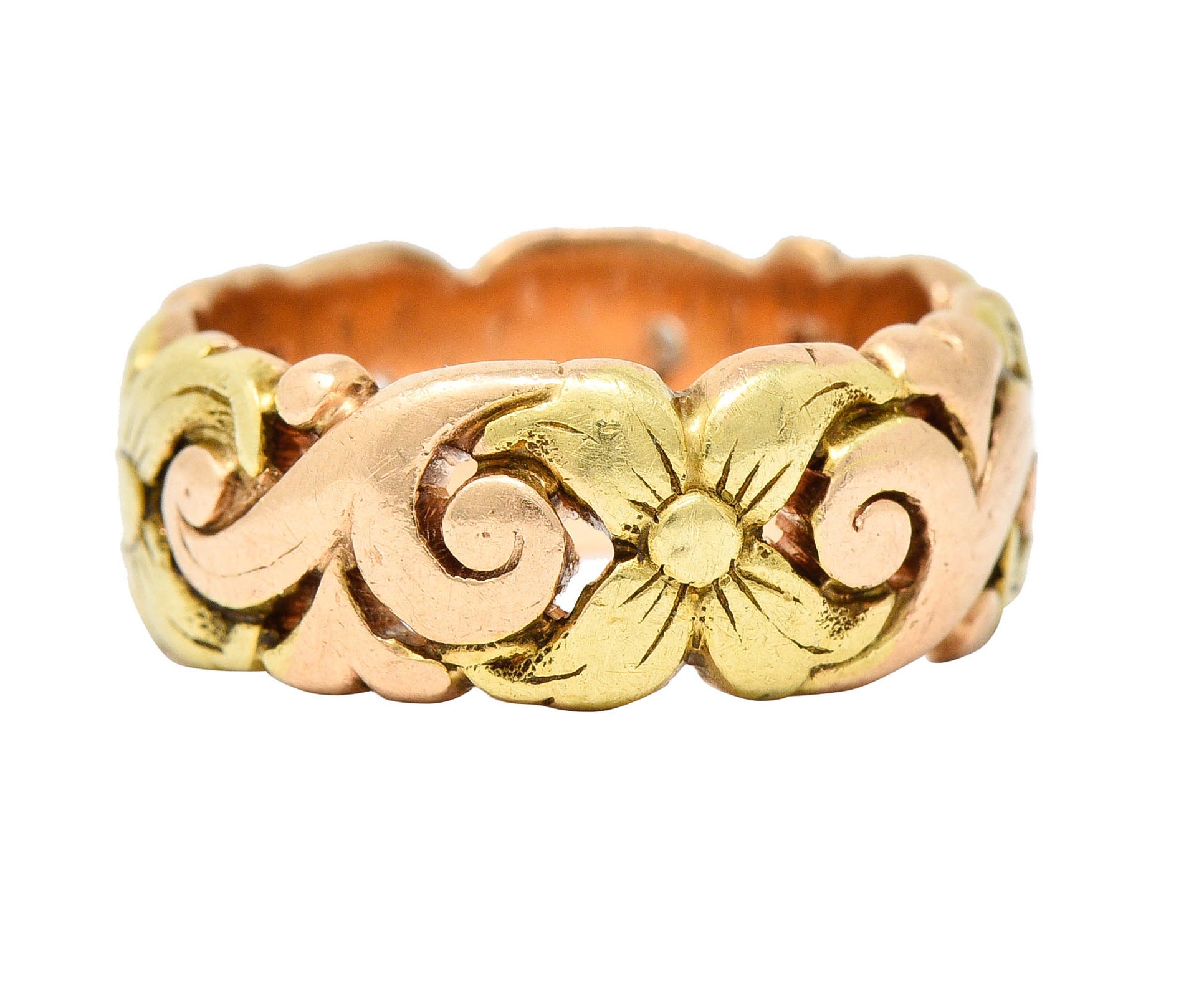 1920's Jabel 14 Karat Two-Tone Gold Blossom Eternity Band RingRing - Wilson's Estate Jewelry