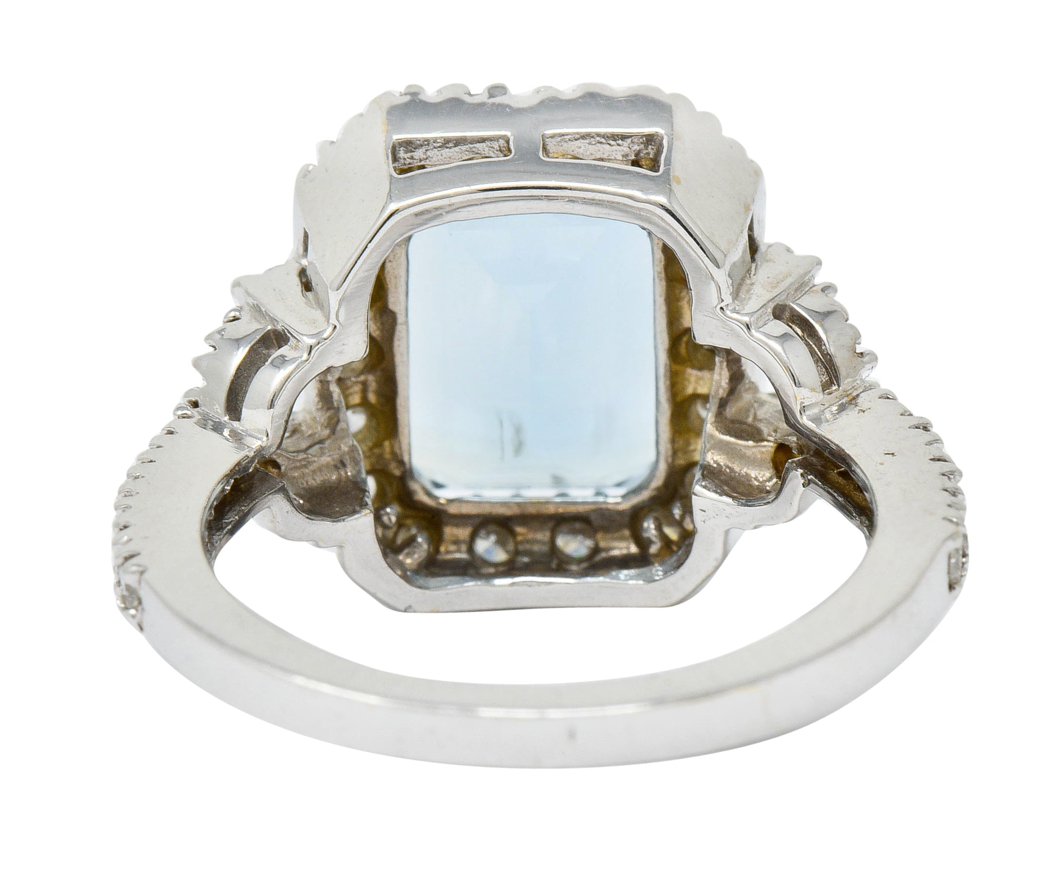 2.62 CTW Aquamarine Diamond Halo 18 Karat White Gold Cocktail RingRing - Wilson's Estate Jewelry