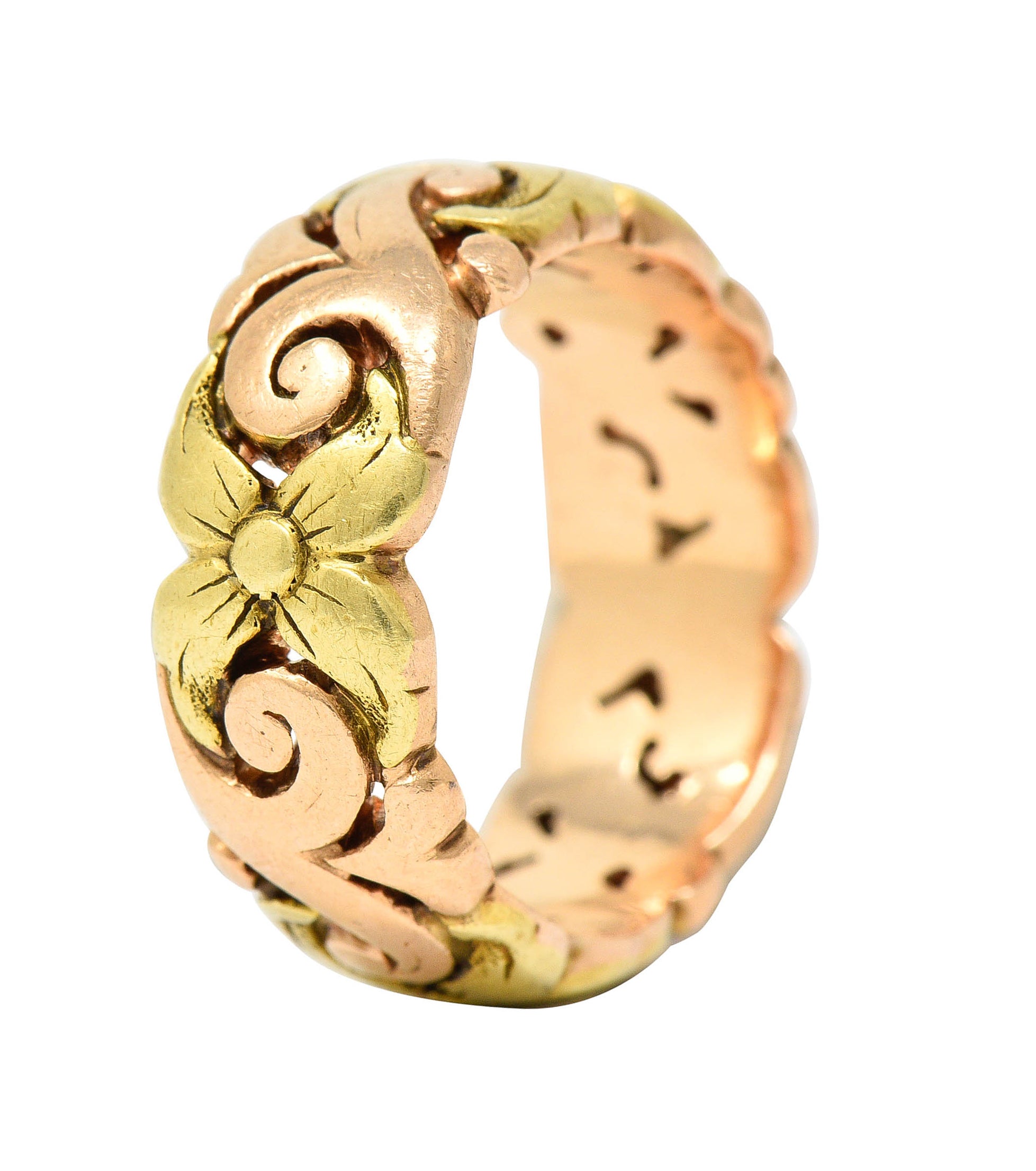 1920's Jabel 14 Karat Two-Tone Gold Blossom Eternity Band RingRing - Wilson's Estate Jewelry