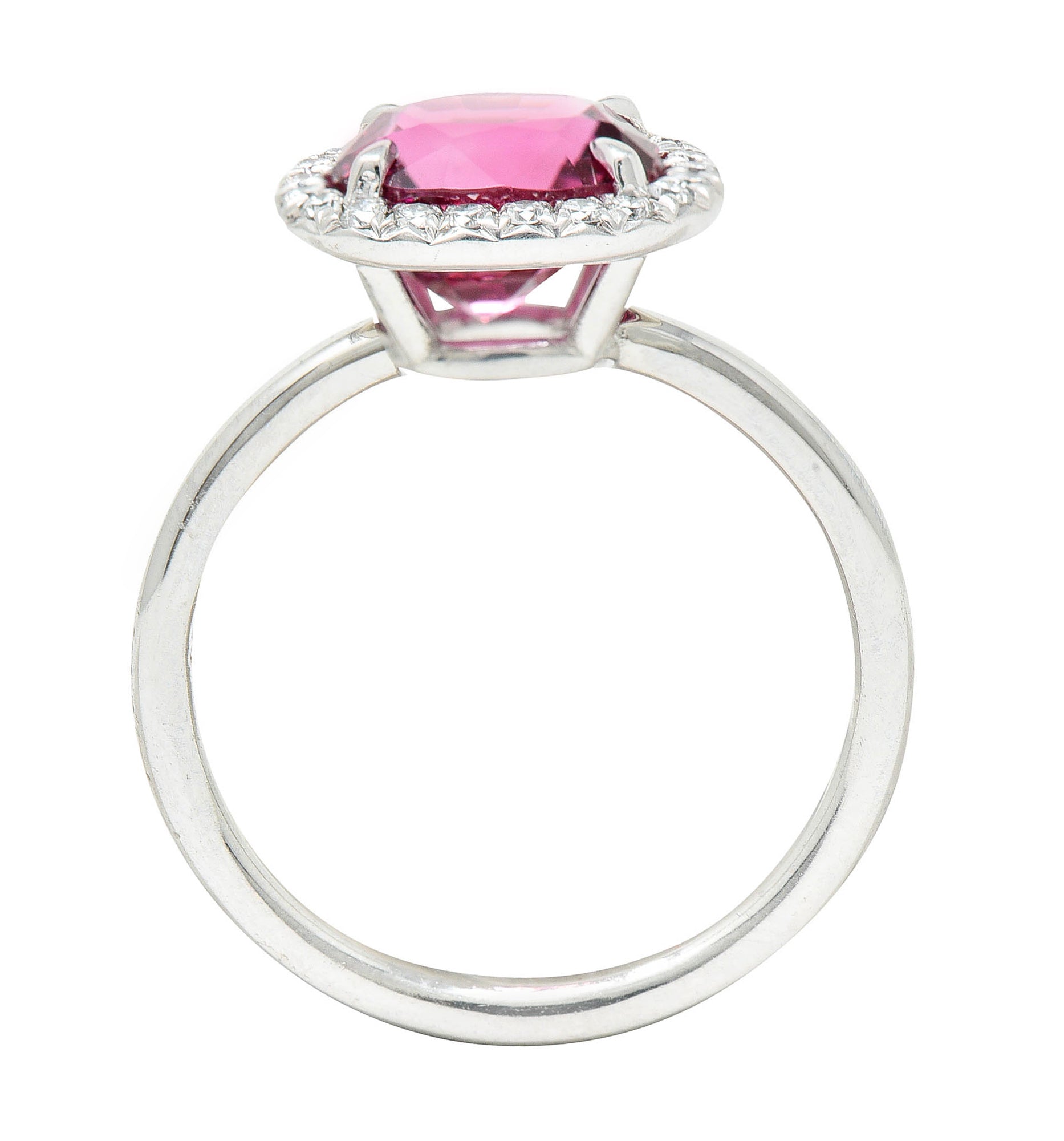 Contemporary 2.85 CTW Spinel Diamond Platinum Cushion Halo RingRing - Wilson's Estate Jewelry