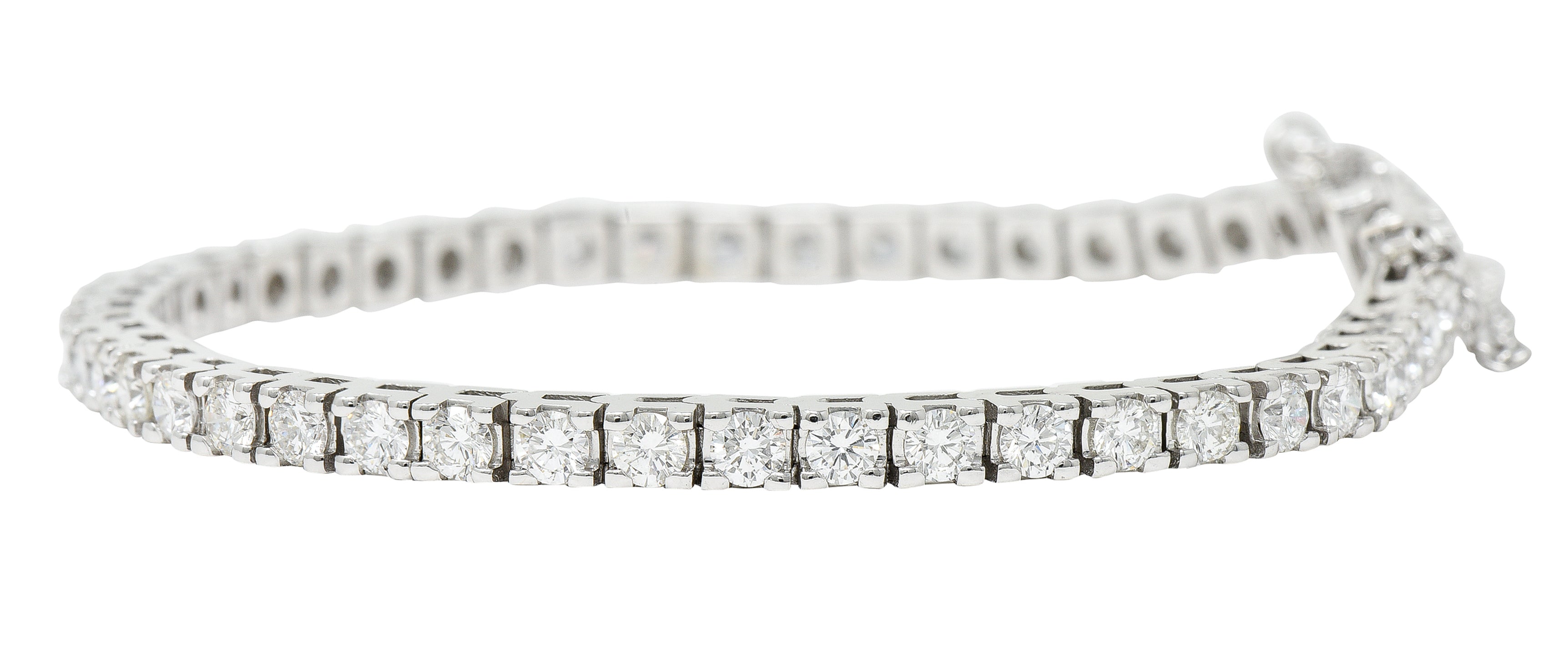 1980's Vintage 5.00 CTW Diamond 14 Karat White Gold Tennis Bracelet Wilson's Estate Jewelry