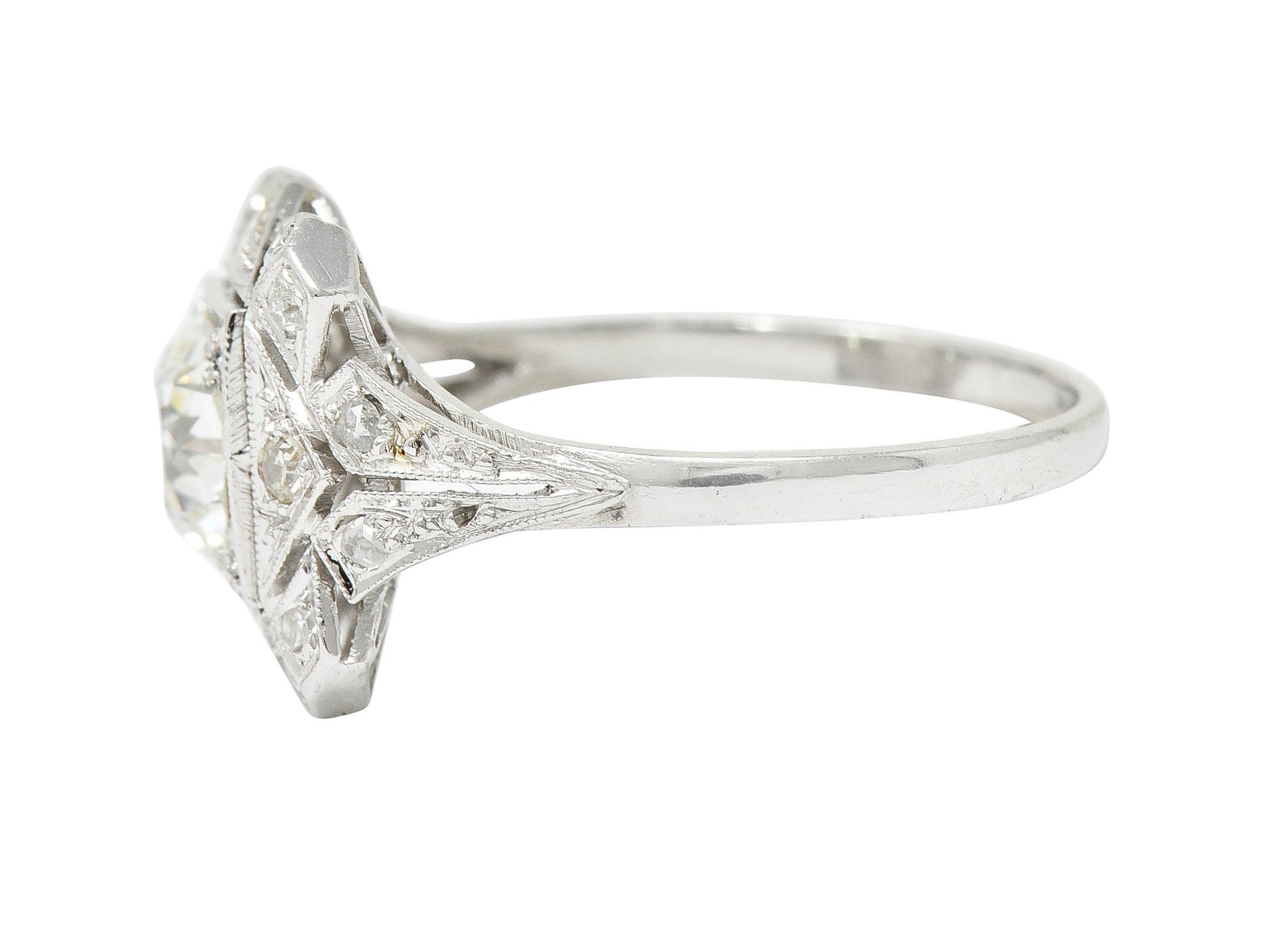 1930's Art Deco 1.40 CTW Diamond Platinum Geometric Dinner Ring GIARing - Wilson's Estate Jewelry