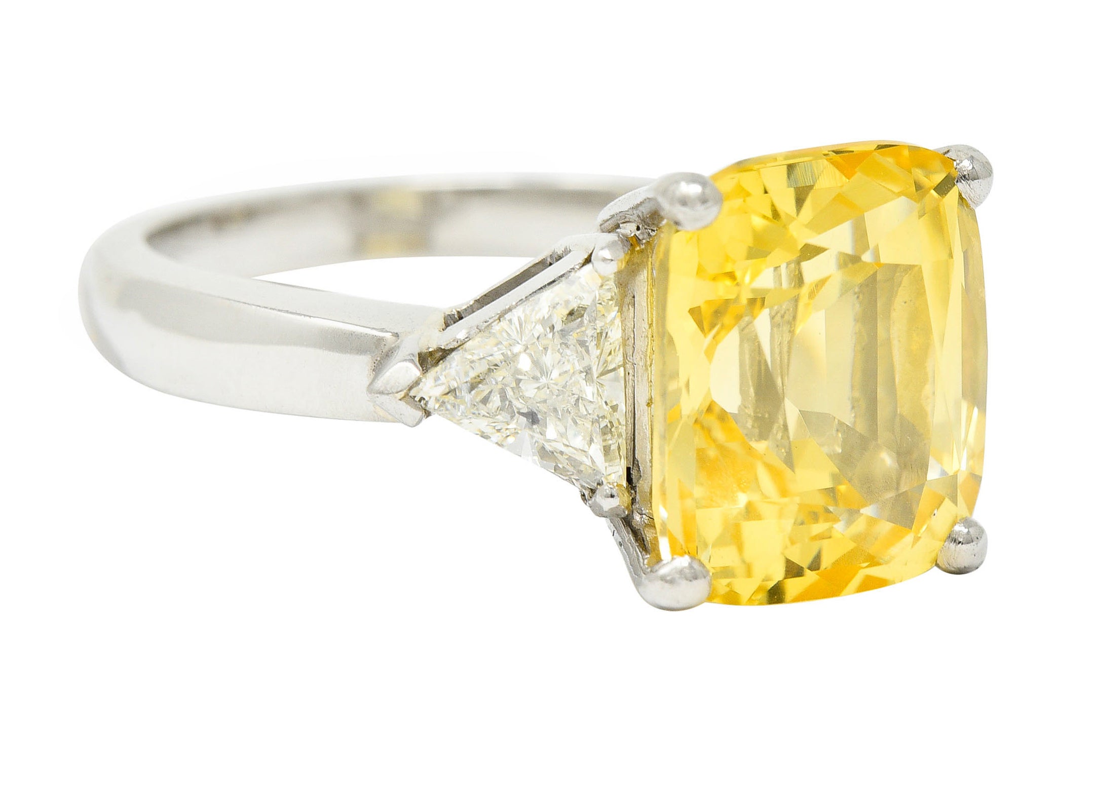 1980's Vintage 8.91 CTW No Heat Yellow Sapphire Diamond Platinum Ring GIARing - Wilson's Estate Jewelry