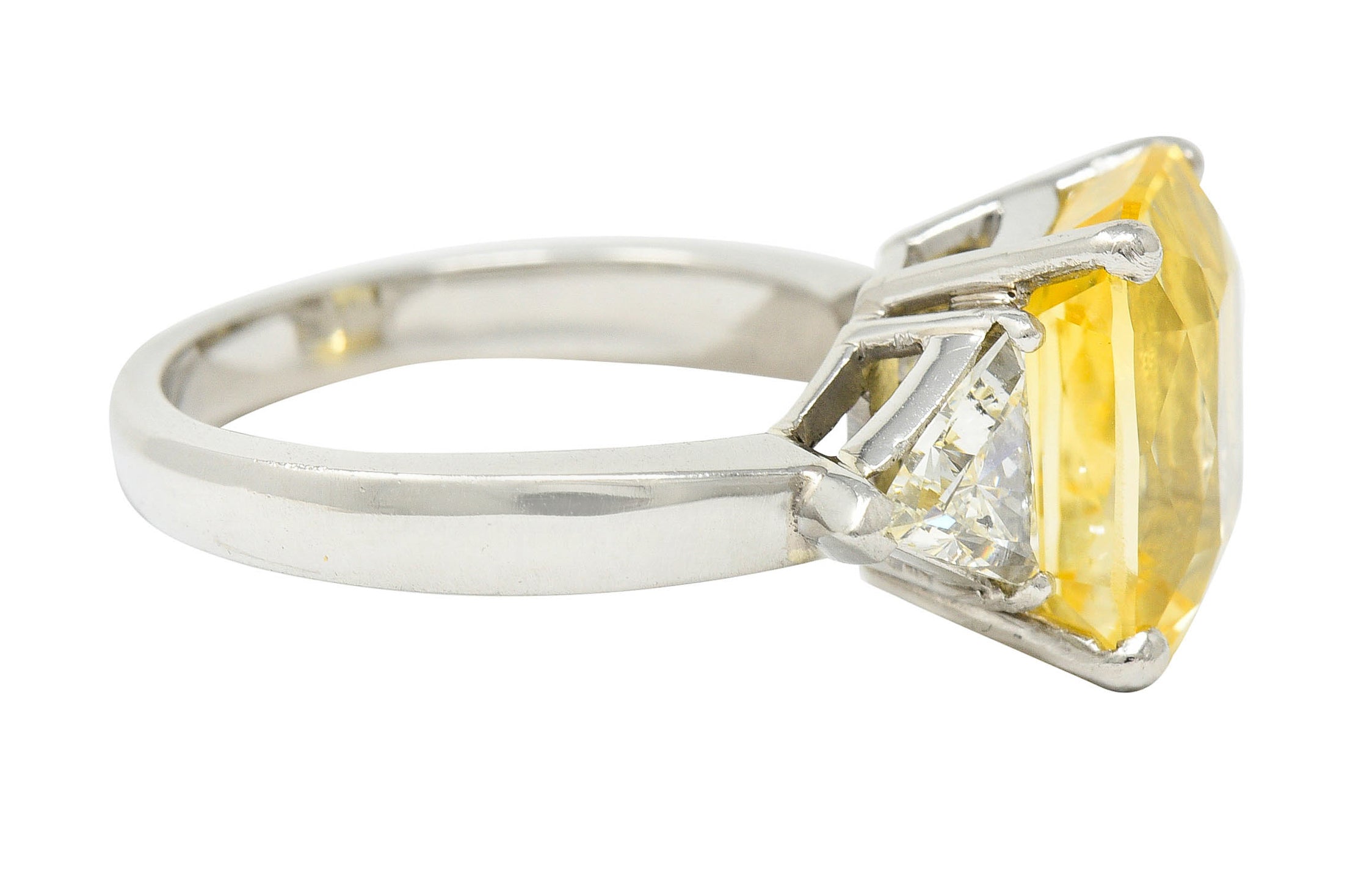 1980's Vintage 8.91 CTW No Heat Yellow Sapphire Diamond Platinum Ring GIARing - Wilson's Estate Jewelry