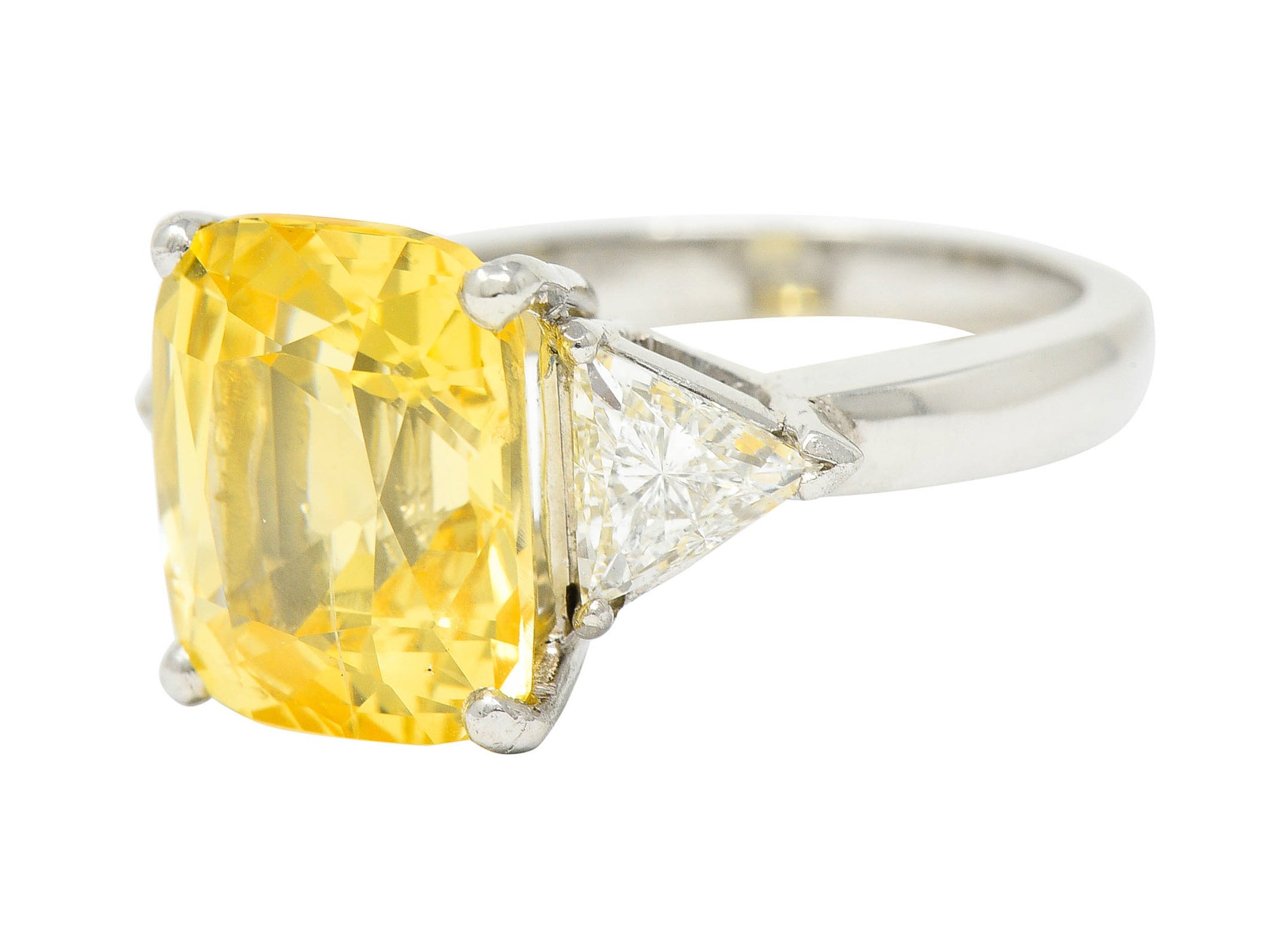 1980's Vintage 8.91 CTW No Heat Yellow Sapphire Diamond Platinum Ring GIARing - Wilson's Estate Jewelry