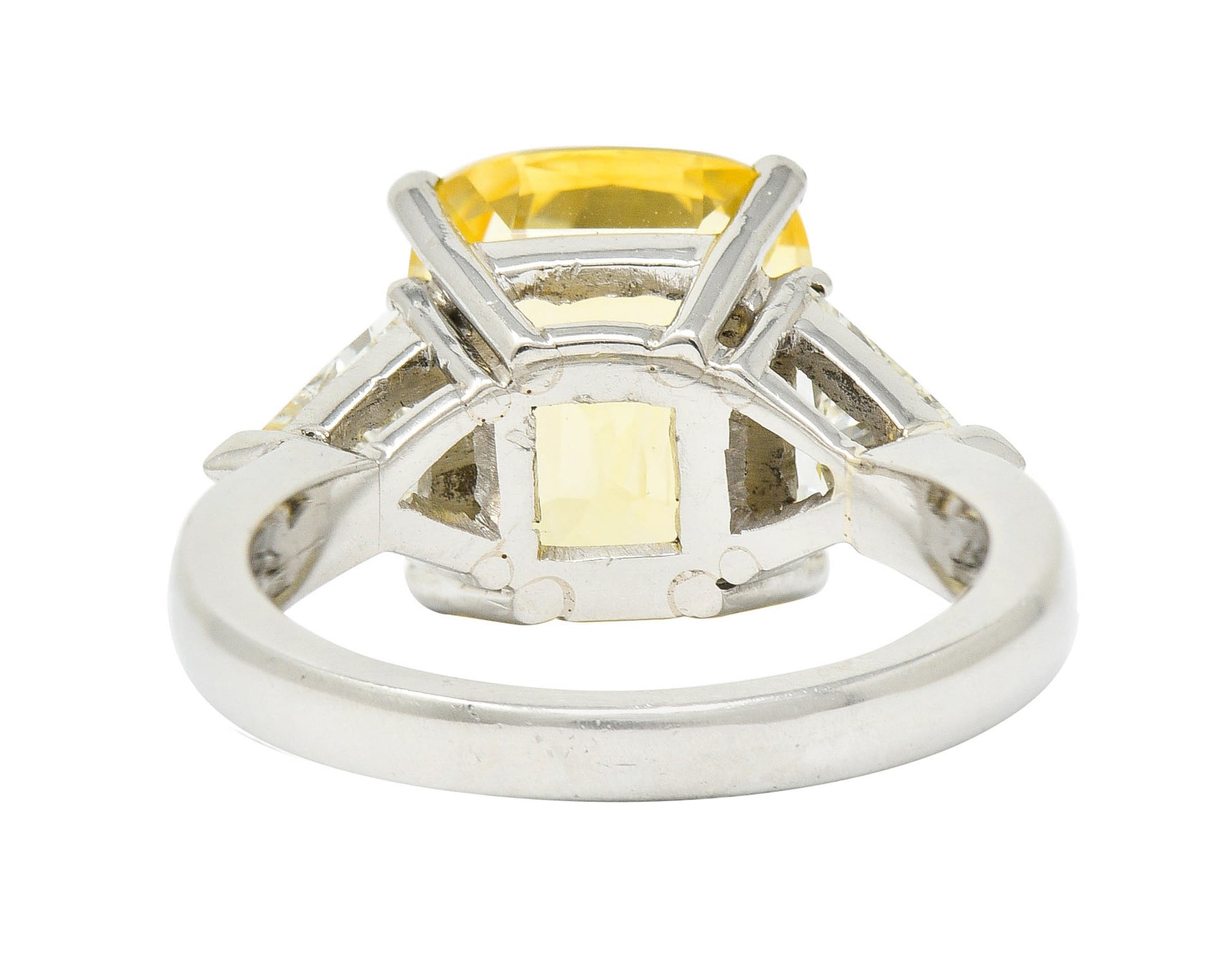 1980's Vintage 8.91 CTW No Heat Yellow Sapphire Diamond Platinum Ring GIARing - Wilson's Estate Jewelry