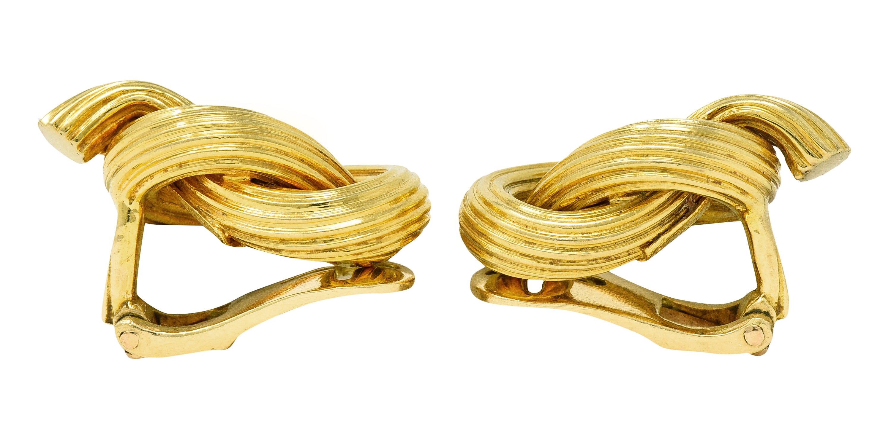 Lalaounis 1980s 18 Karat Yellow Gold Knot Vintage Ear-Clip Earrings