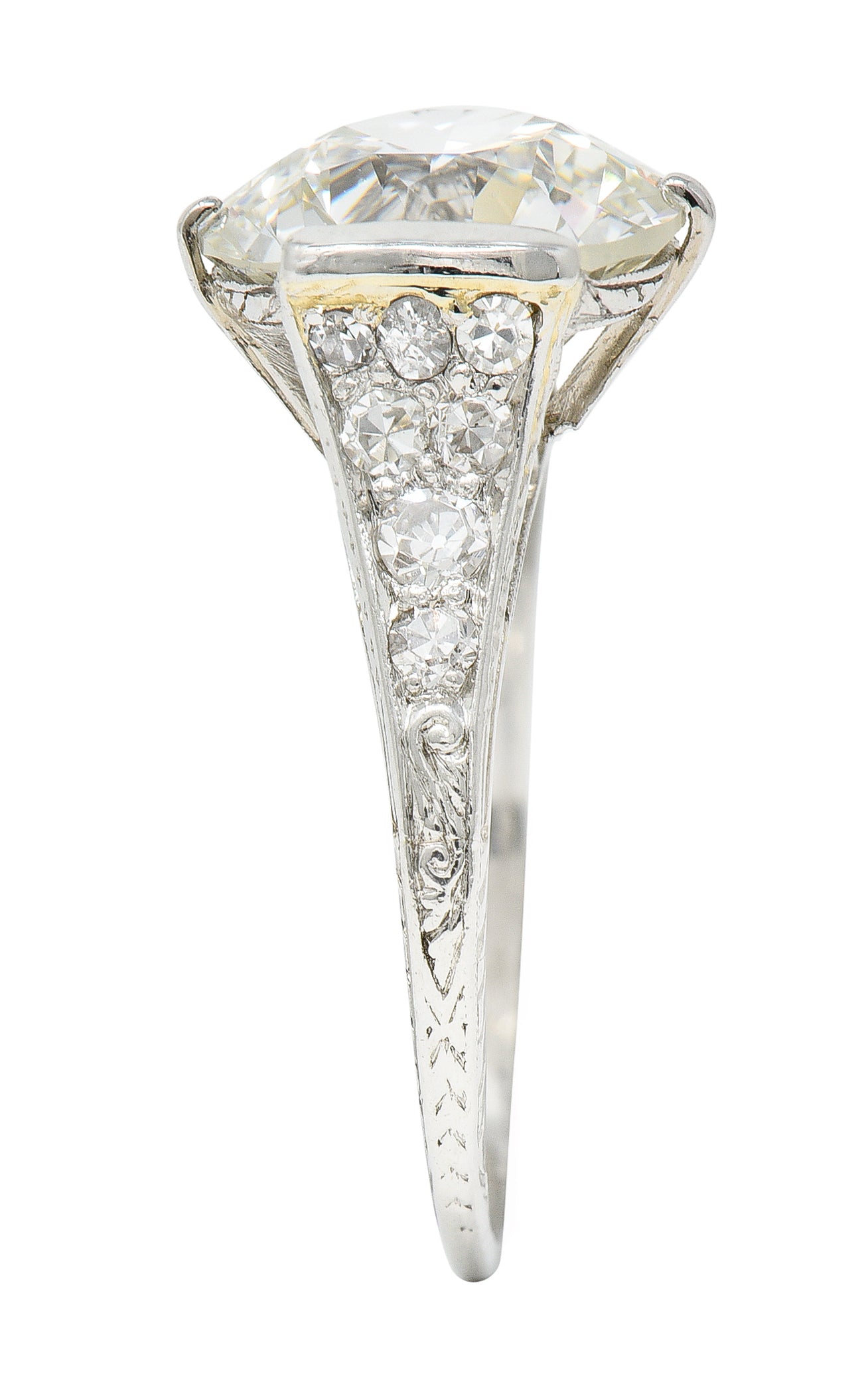 Art Deco 5.37 CTW Old European Diamond Platinum Engagement Ring GIA Wilson's Estate Jewelry