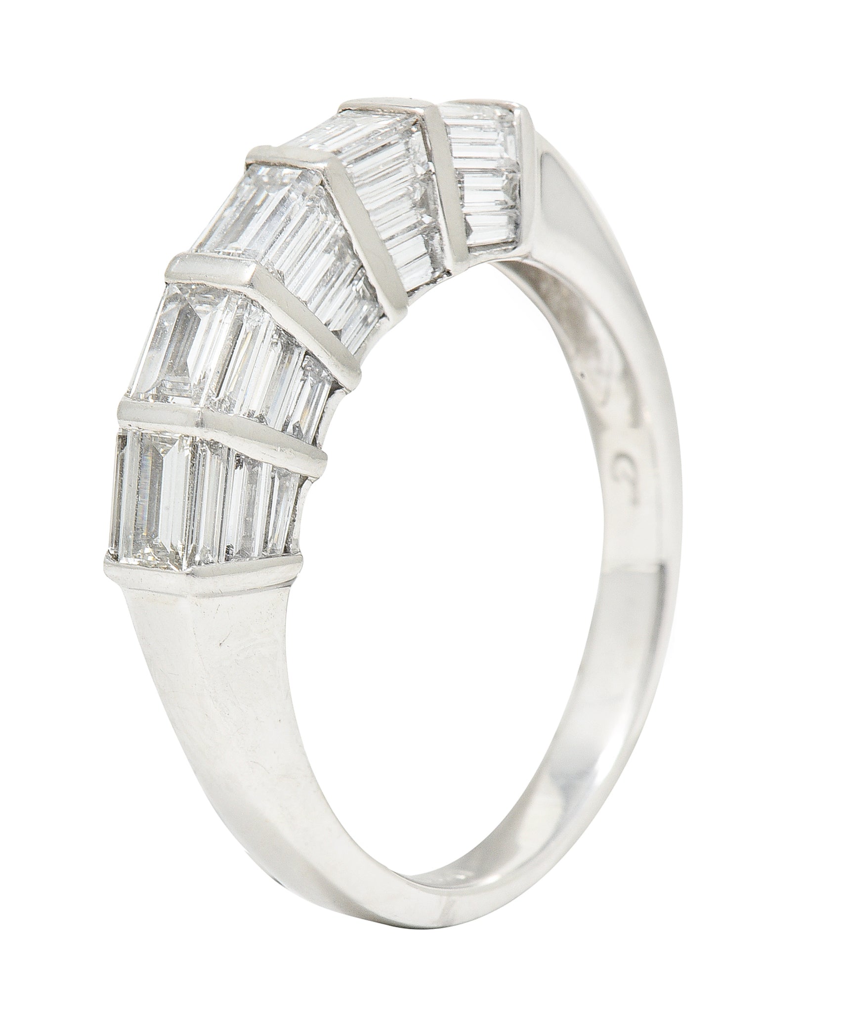 Mid-Century 2.00 CTW Baguette Cut Diamond Platinum Vintage Band Ring Wilson's Estate Jewelry