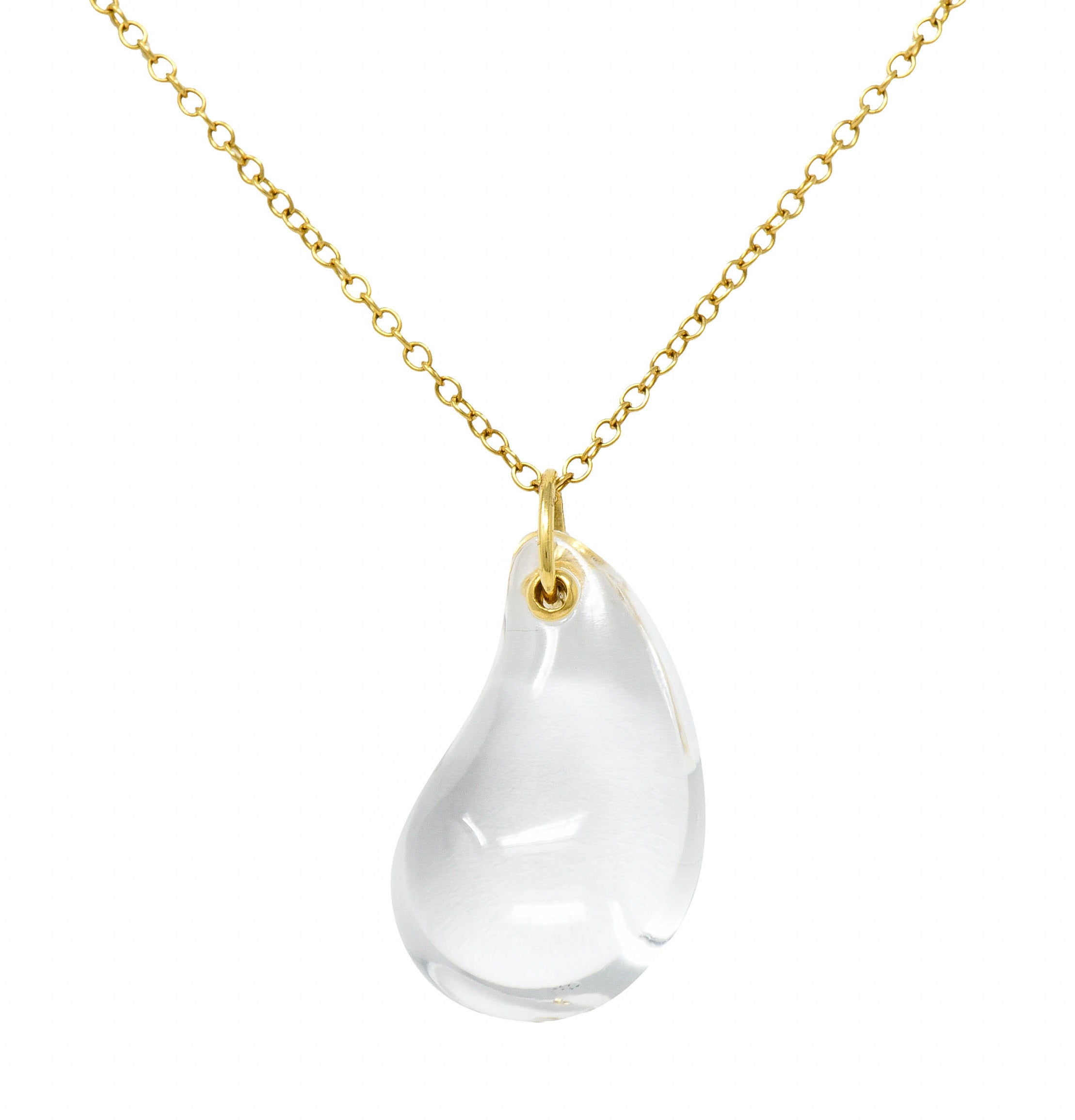 Tiffany & Co. Elsa Peretti Rock Crystal Quartz 18 Karat Gold Teardrop Pendant NecklaceNecklace - Wilson's Estate Jewelry