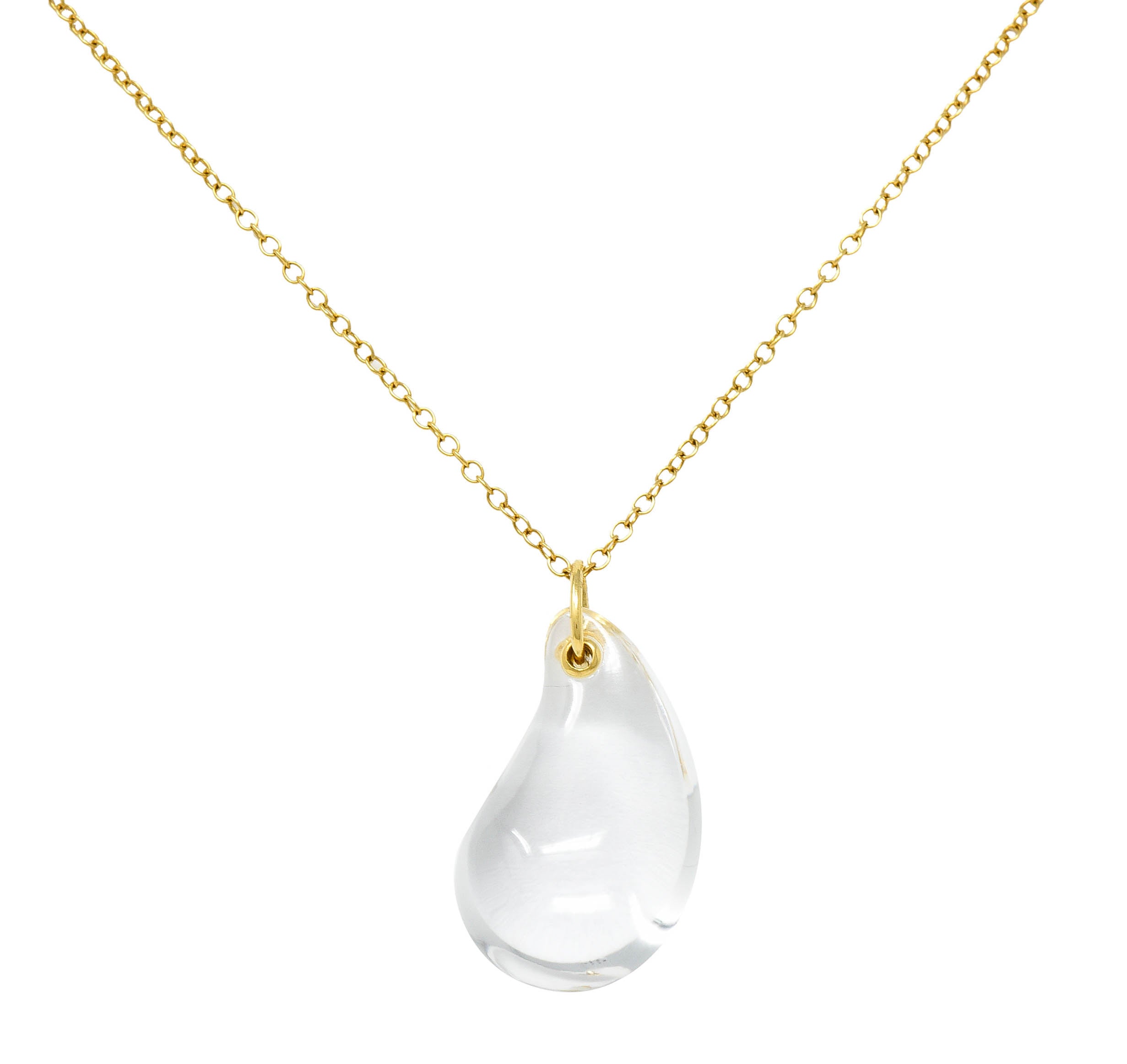 Tiffany & Co. Elsa Peretti Rock Crystal Quartz 18 Karat Gold Teardrop Pendant NecklaceNecklace - Wilson's Estate Jewelry