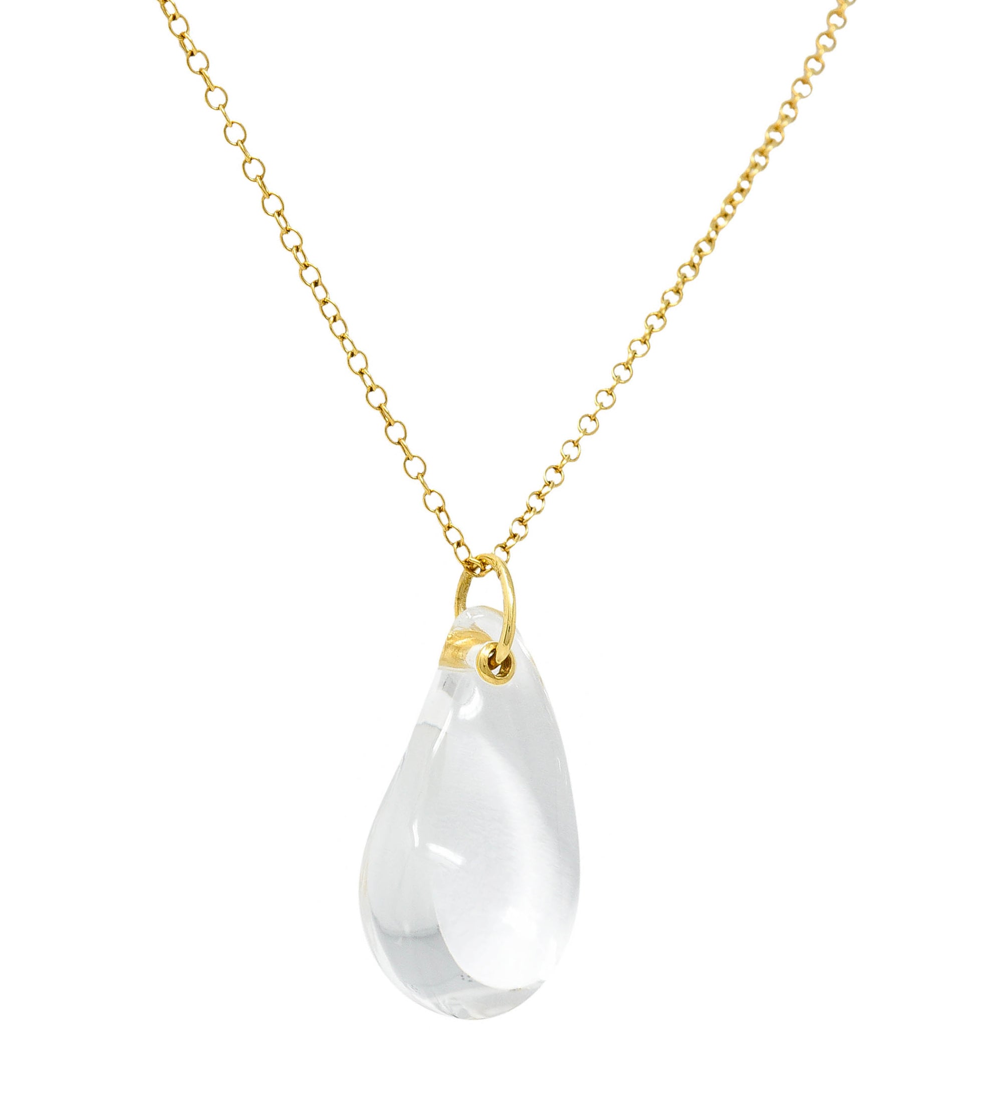 Tiffany & Co. Elsa Peretti Rock Crystal Quartz 18 Karat Gold Teardrop Pendant NecklaceNecklace - Wilson's Estate Jewelry