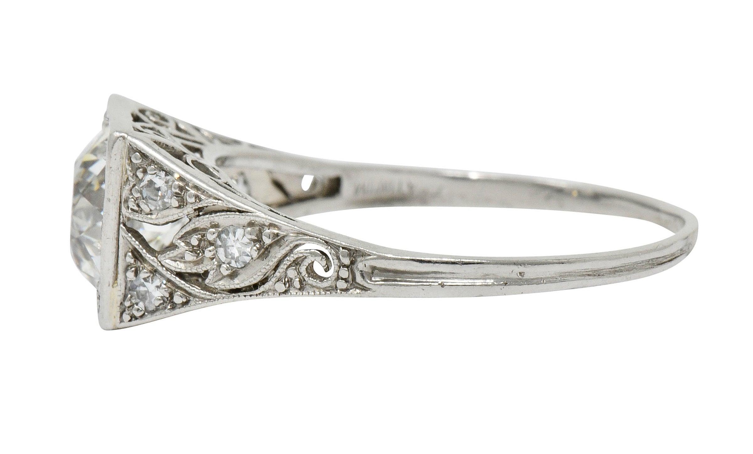 Late Edwardian 1.77 CTW Diamond Platinum Filigree Engagement Ring - Wilson's Estate Jewelry