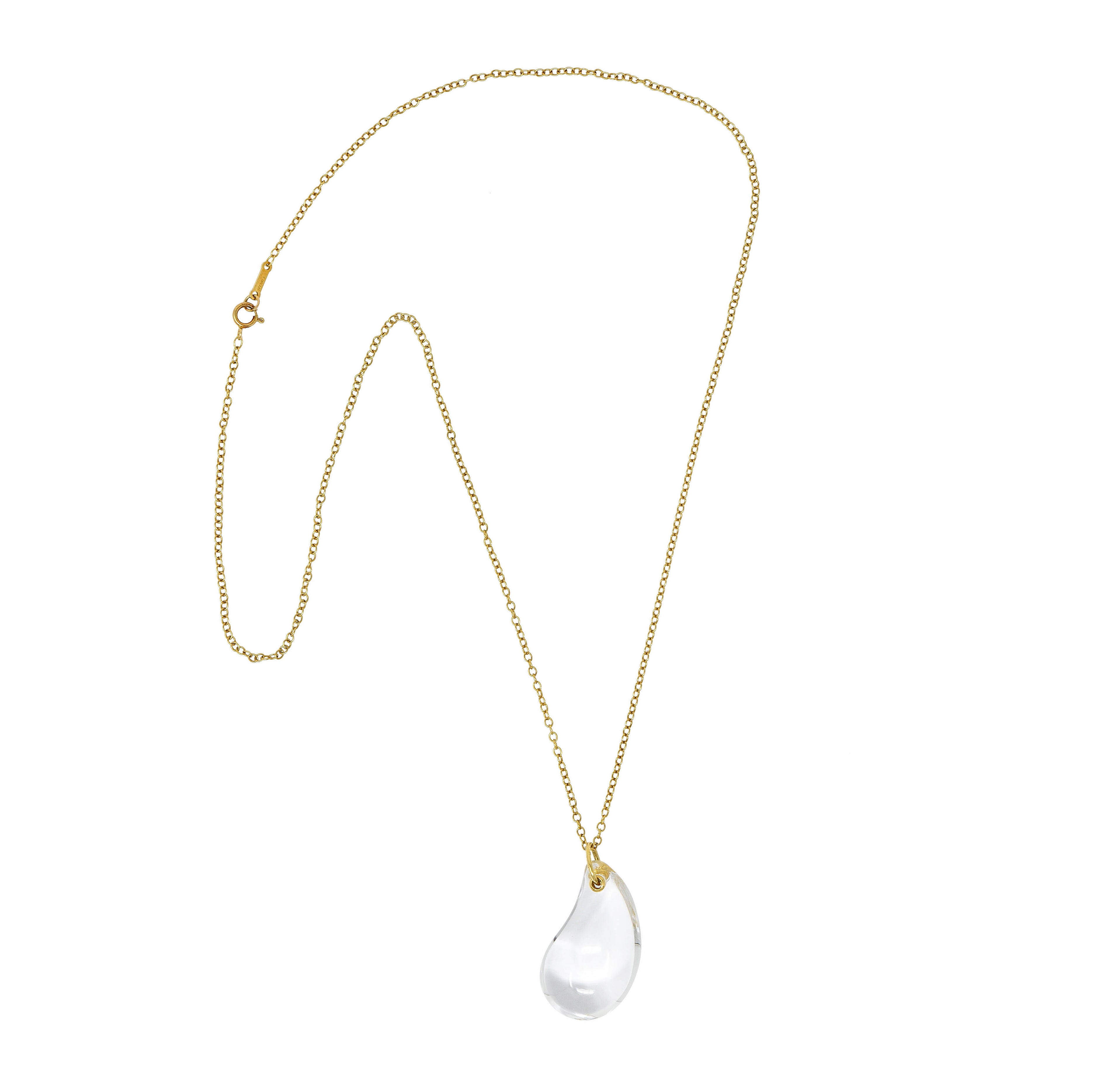 Tiffany & Co. Elsa Peretti Rock Crystal Quartz 18 Karat Gold Teardrop Pendant NecklaceNecklace - Wilson's Estate Jewelry