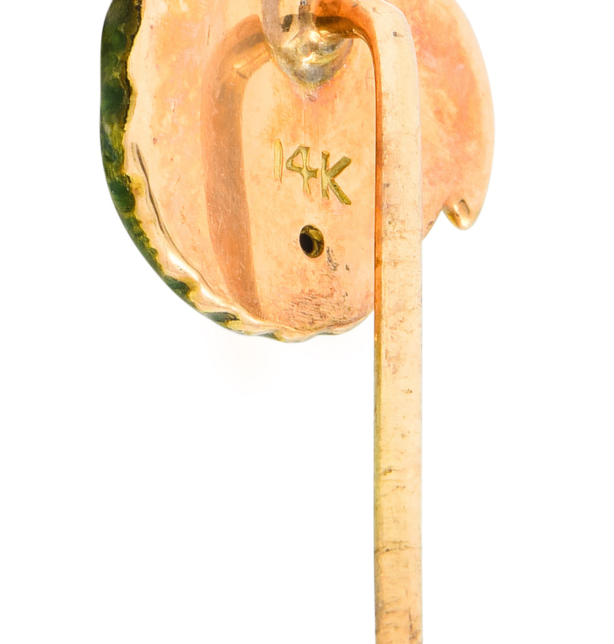 Art Nouveau Diamond Enamel 14 Karat Gold Parrot Stickpin - Wilson's Estate Jewelry