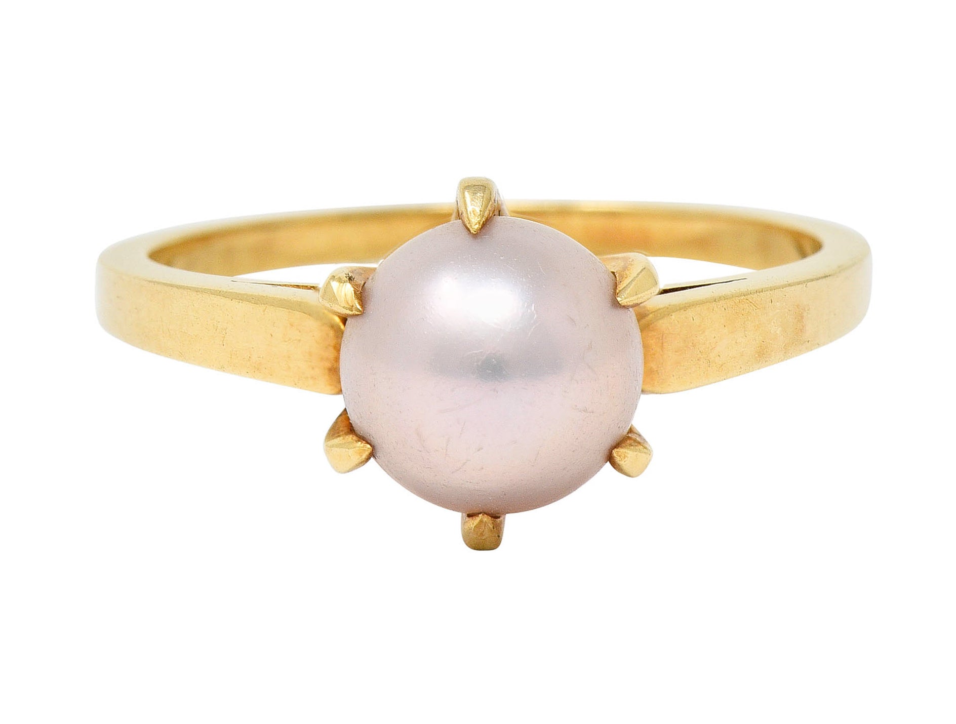 1905 Art Nouveau Natural Freshwater Button Pearl 14 Karat Gold Ring GIARing - Wilson's Estate Jewelry