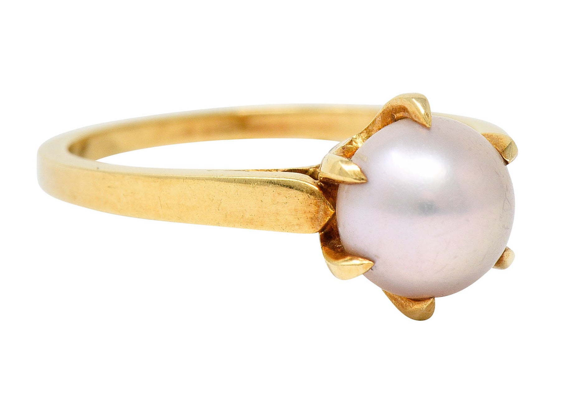 1905 Art Nouveau Natural Freshwater Button Pearl 14 Karat Gold Ring GIARing - Wilson's Estate Jewelry