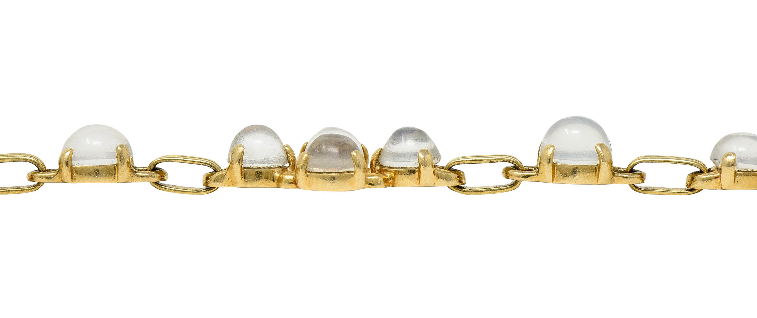 1940's Retro Moonstone 14 Karat Gold Link Braceletbracelet - Wilson's Estate Jewelry