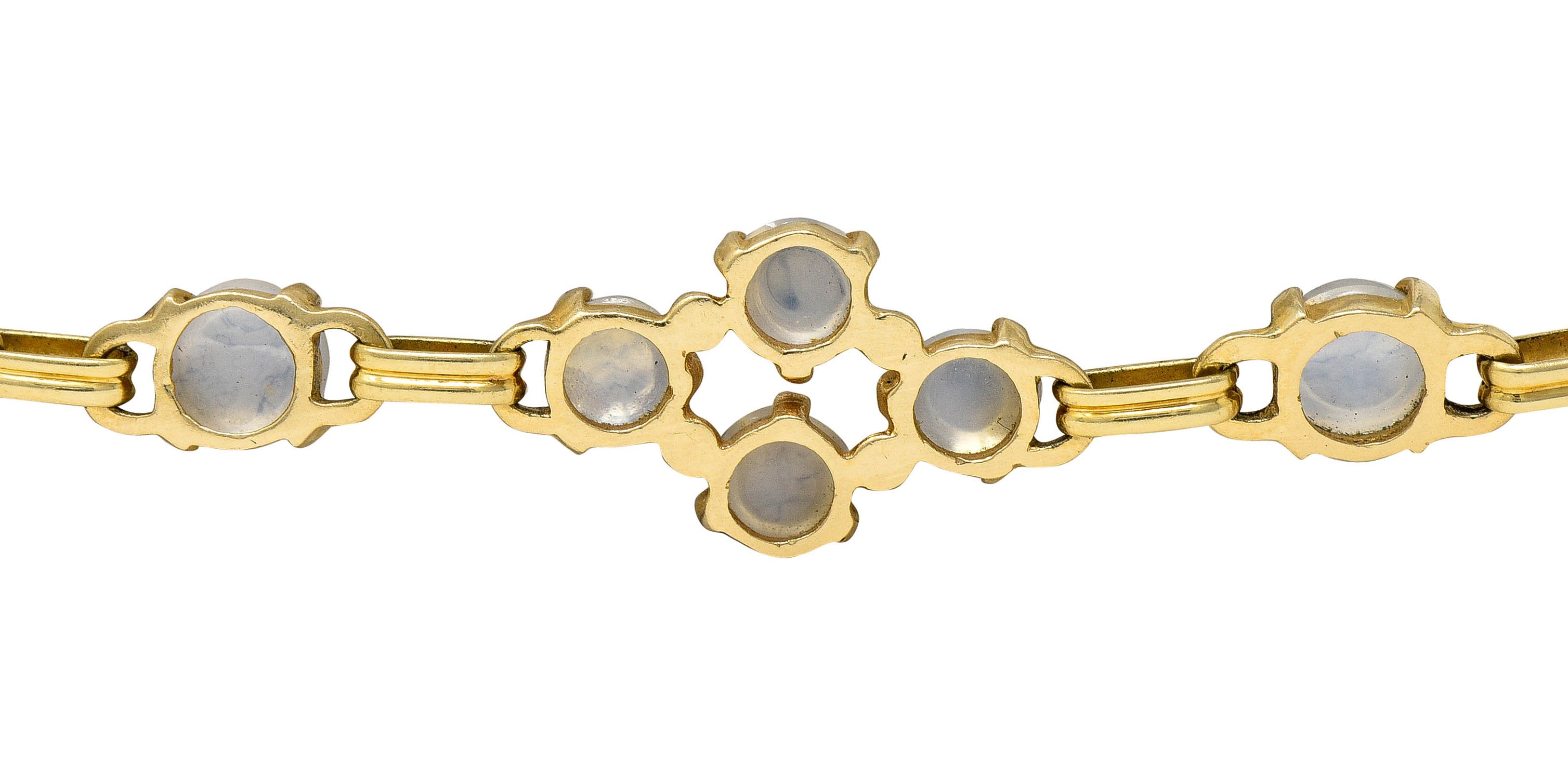 1940's Retro Moonstone 14 Karat Gold Link Braceletbracelet - Wilson's Estate Jewelry