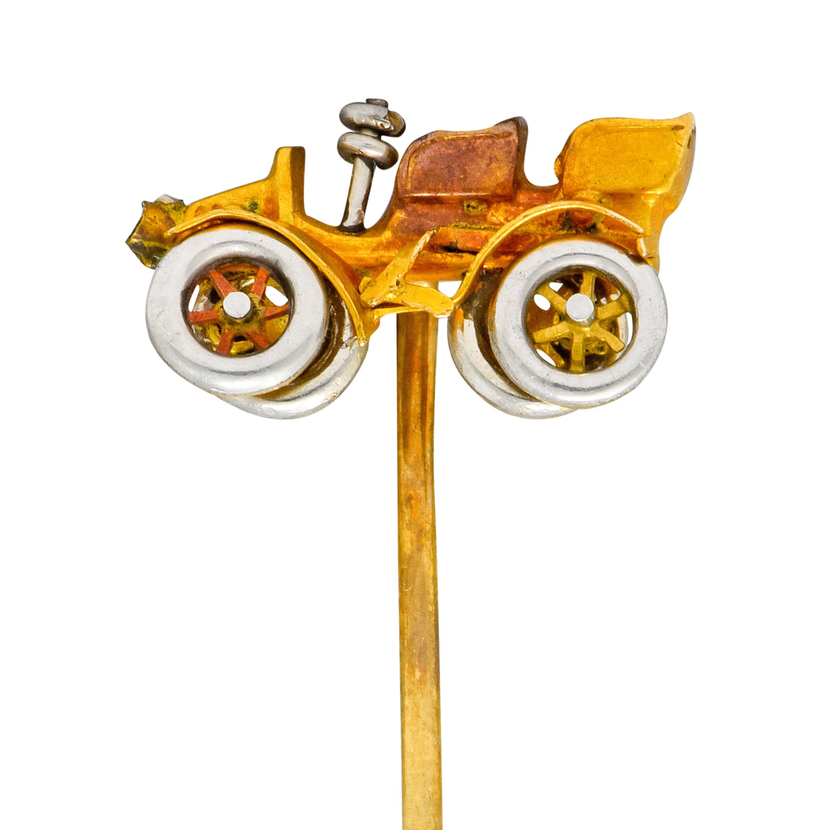 Edwardian Articulated 14 Karat Gold Ford Model T Classic Car Stickpin - Wilson's Estate Jewelry