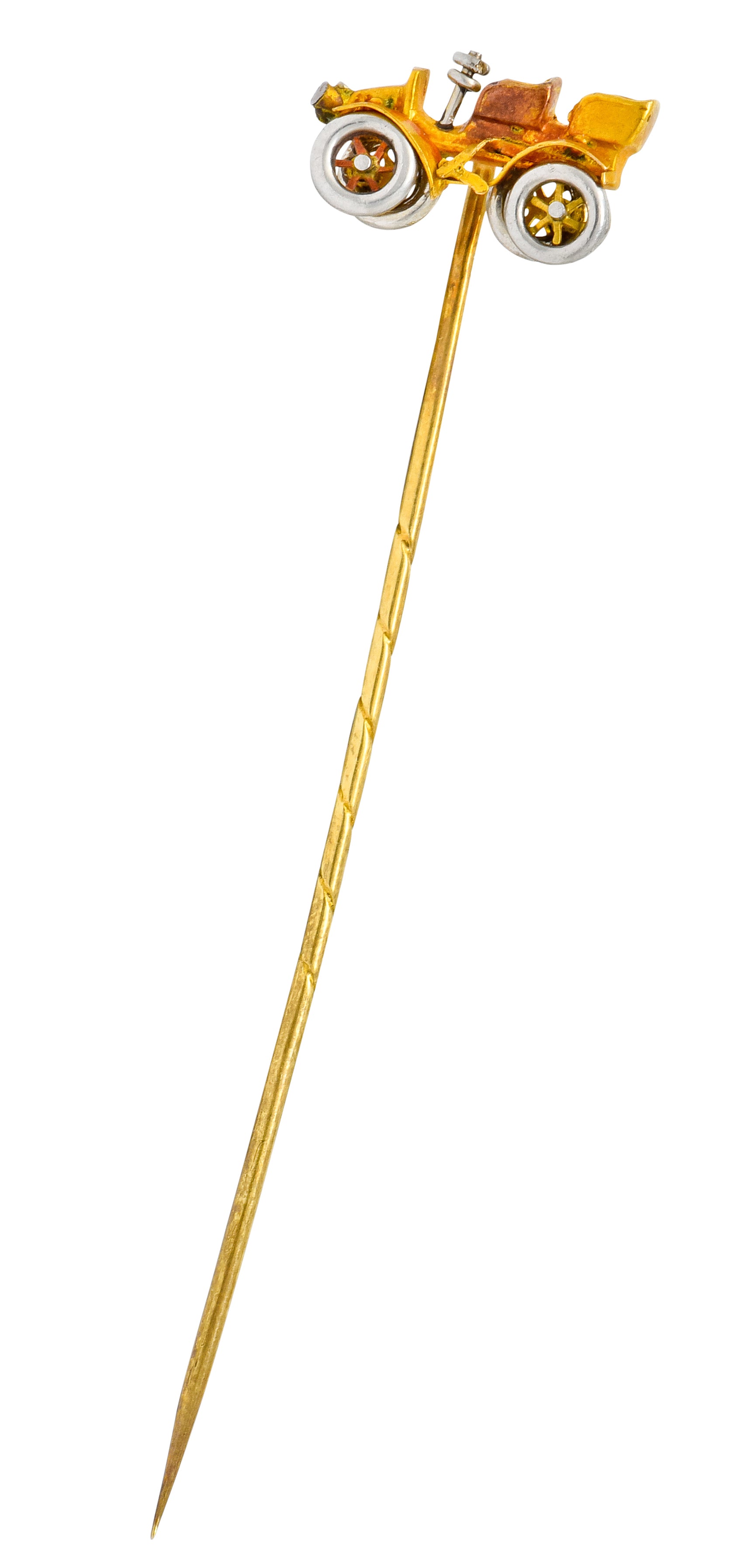 Edwardian Articulated 14 Karat Gold Ford Model T Classic Car Stickpin - Wilson's Estate Jewelry