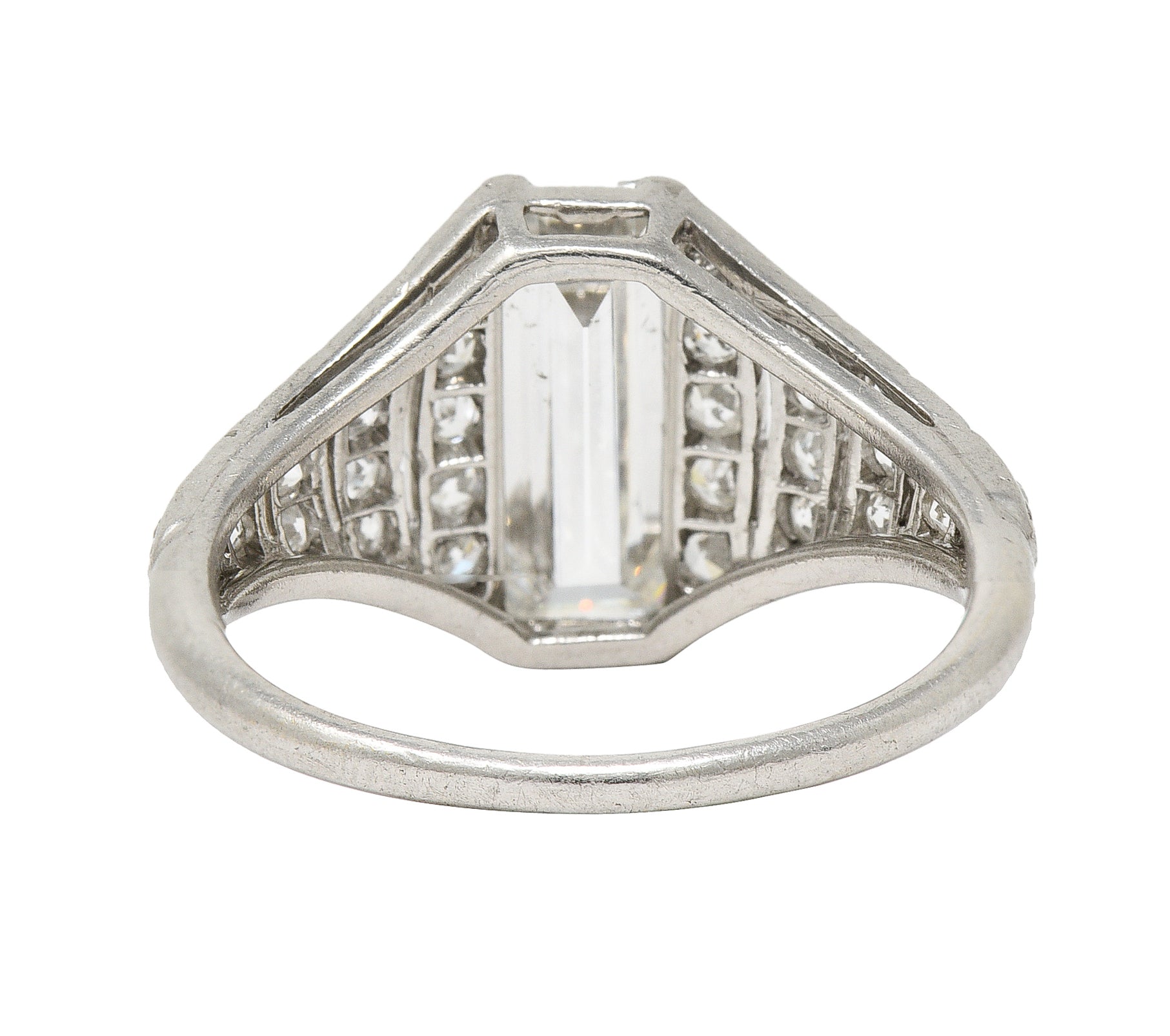 Cartier Art Deco 1.75 CTW Baguette Cut Diamond Platinum Tapered Vintage Alternative Ring Wilson's Estate Jewelry