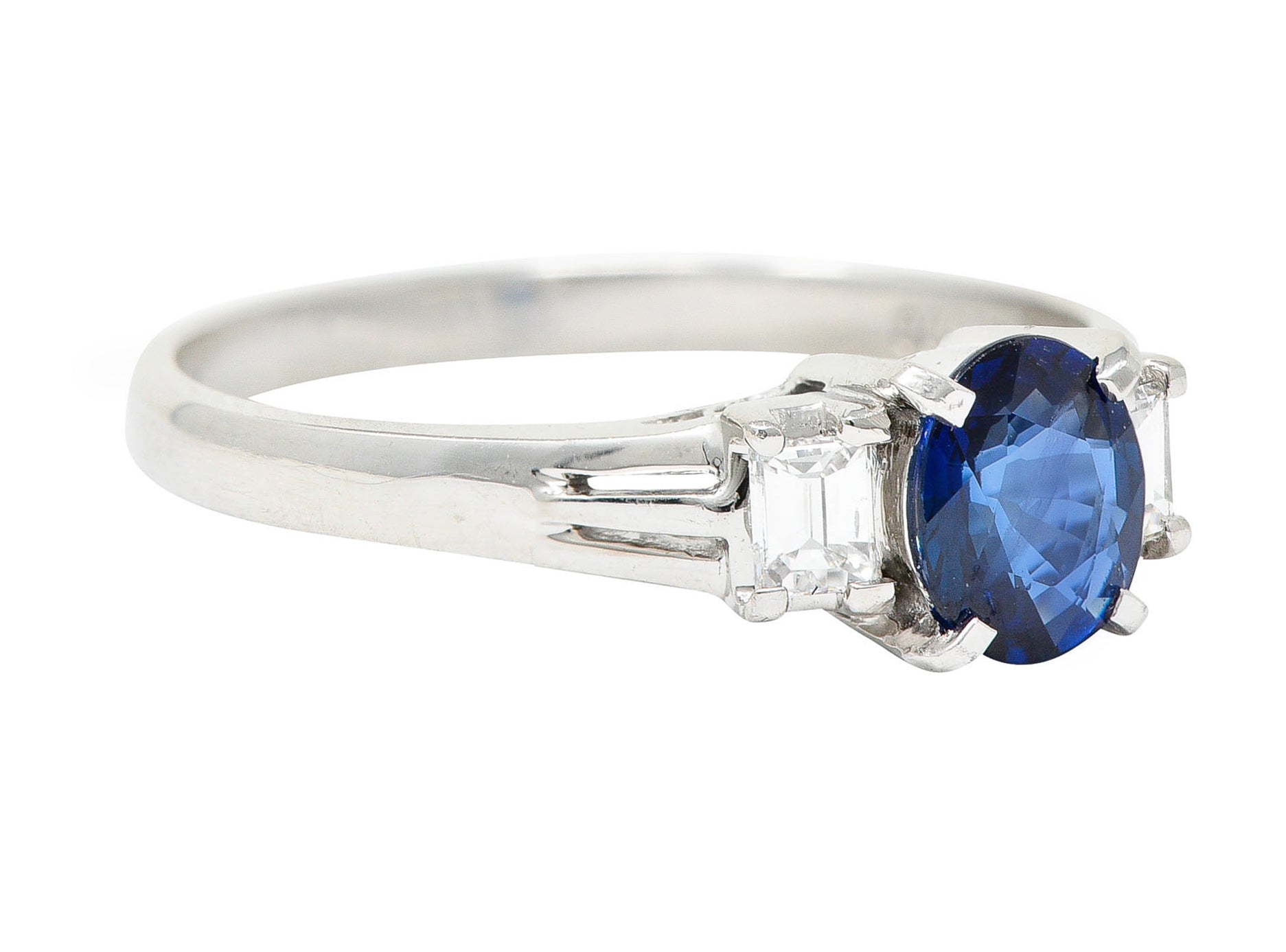 Contemporary 0.81 CTW Sapphire Diamond Platinum Gemstone RingRing - Wilson's Estate Jewelry