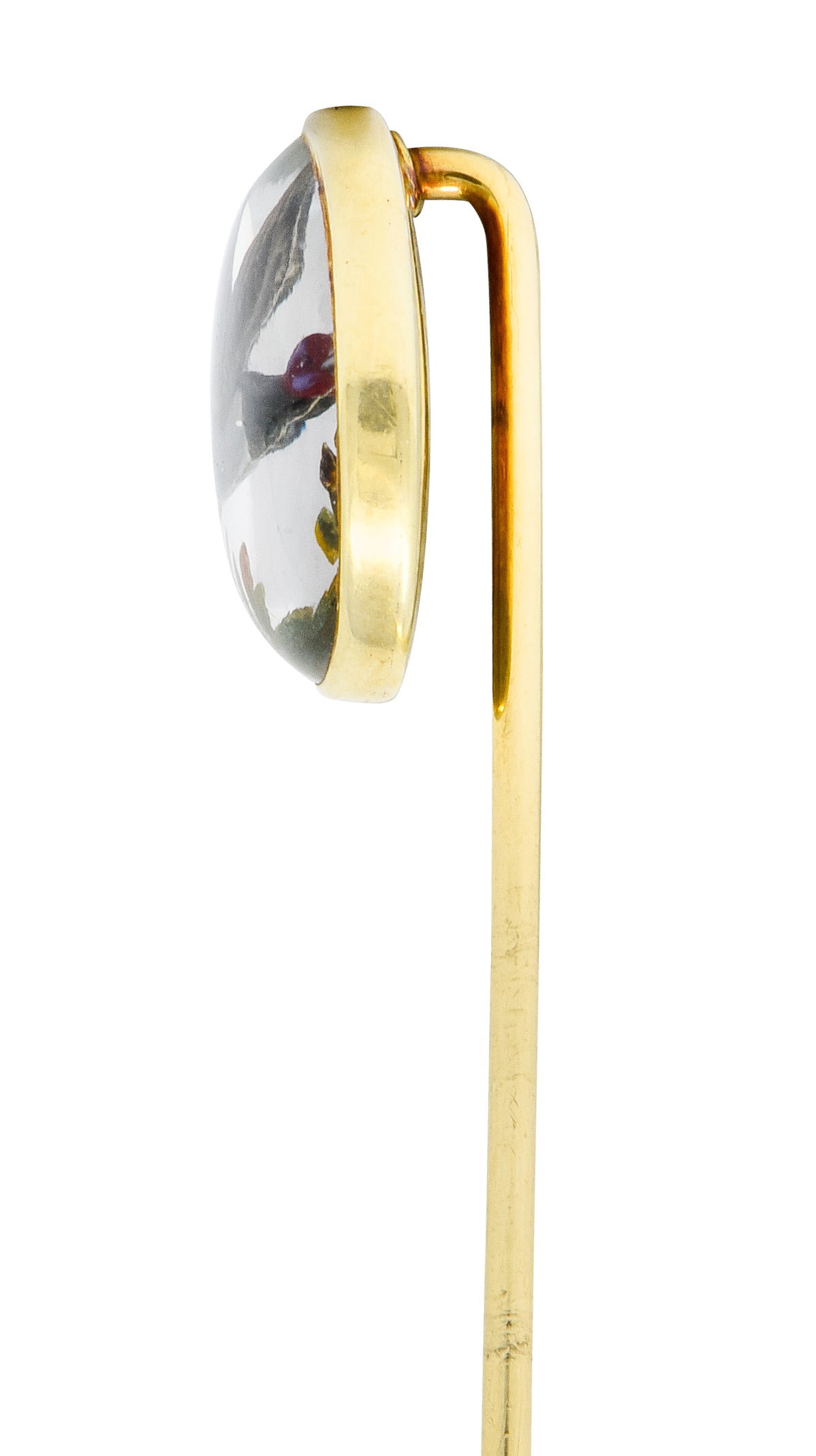 Marcus & Co. Victorian Painted Carved Rock Crystal 14 Karat Gold Stickpin - Wilson's Estate Jewelry