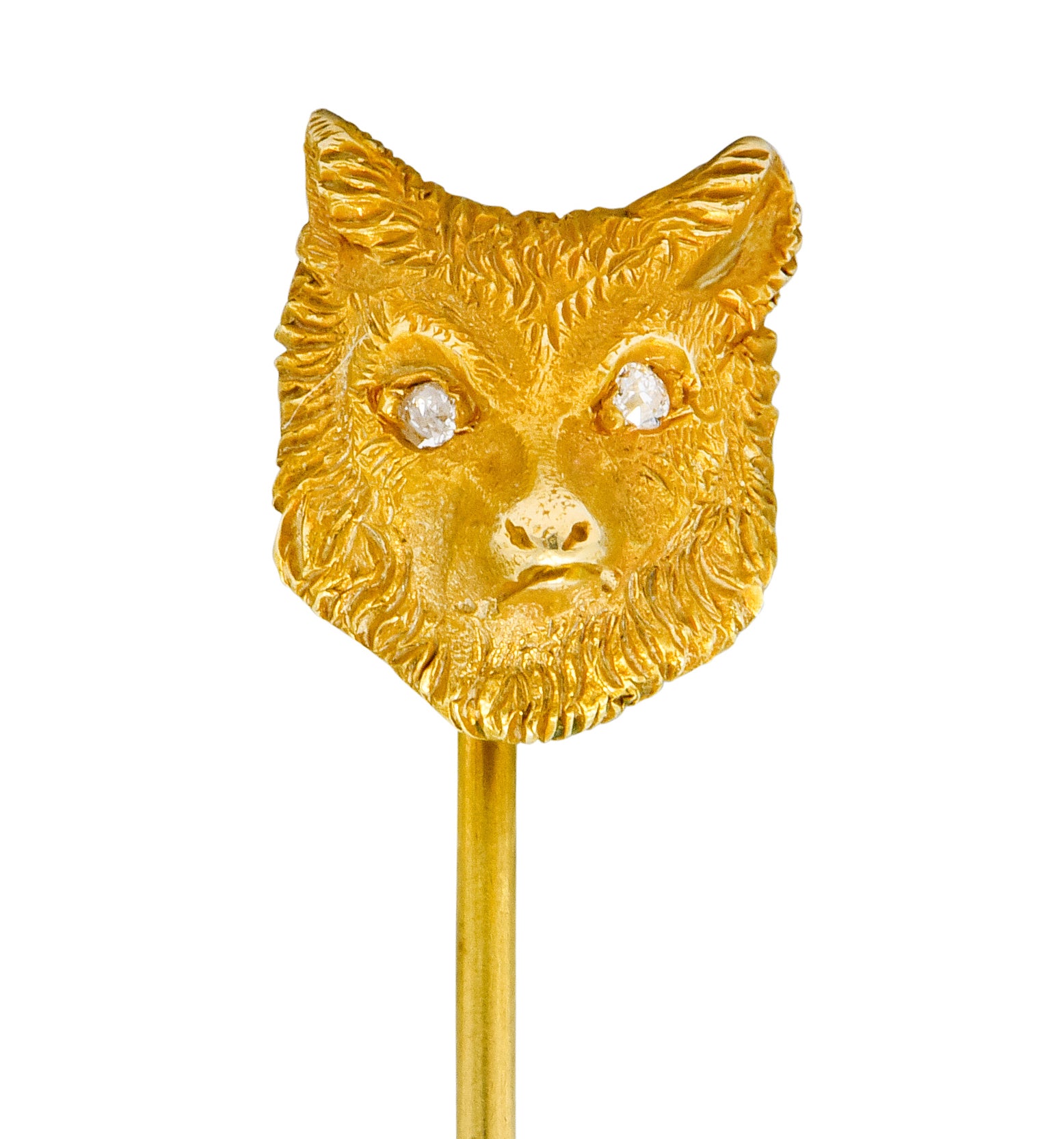 Victorian Diamond 14 Karat Gold Fox Stickpin Circa 1900 - Wilson's Estate Jewelry