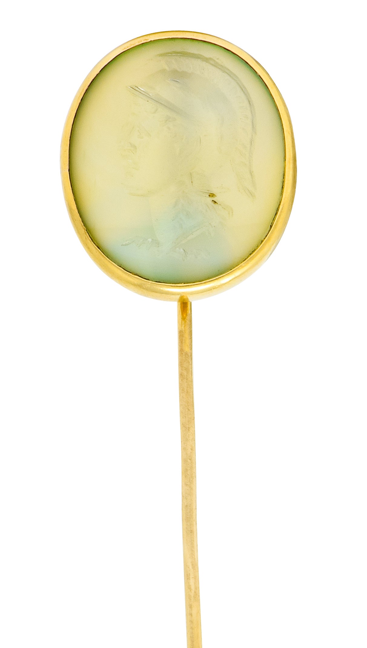 Victorian 14 Karat Gold Hardstone Intaglio Spartan Solider Stickpin - Wilson's Estate Jewelry