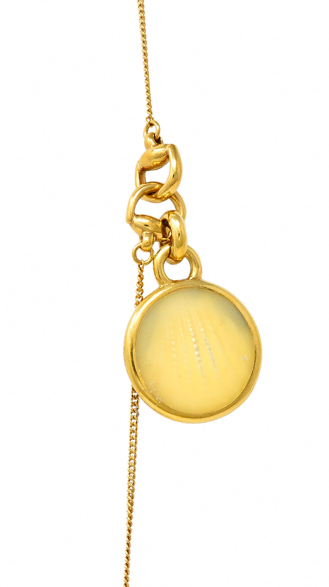 Gucci 2009 Enamel Sea Shell 18 Karat Yellow Gold Horsebit Necklace