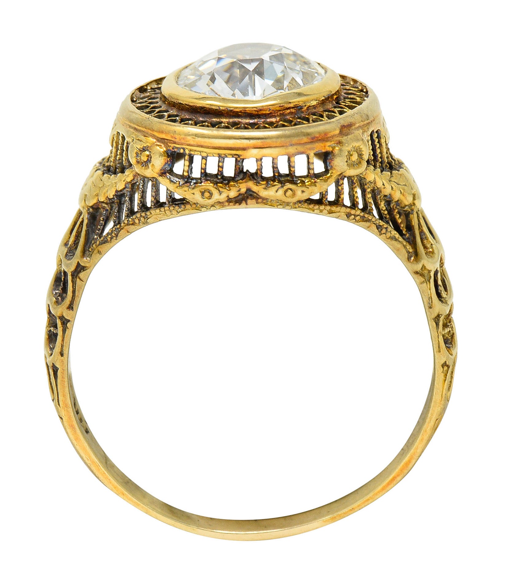 1890's Victorian 1.61 CTW Diamond 14 Karat Gold Lattice Engagement Ring GIARing - Wilson's Estate Jewelry