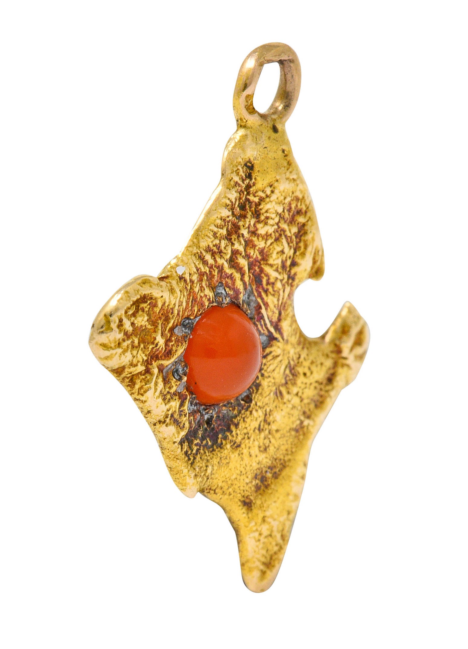 Vintage Carnelian Cabochon 18 Karat Gold Paris France Charmcharm - Wilson's Estate Jewelry